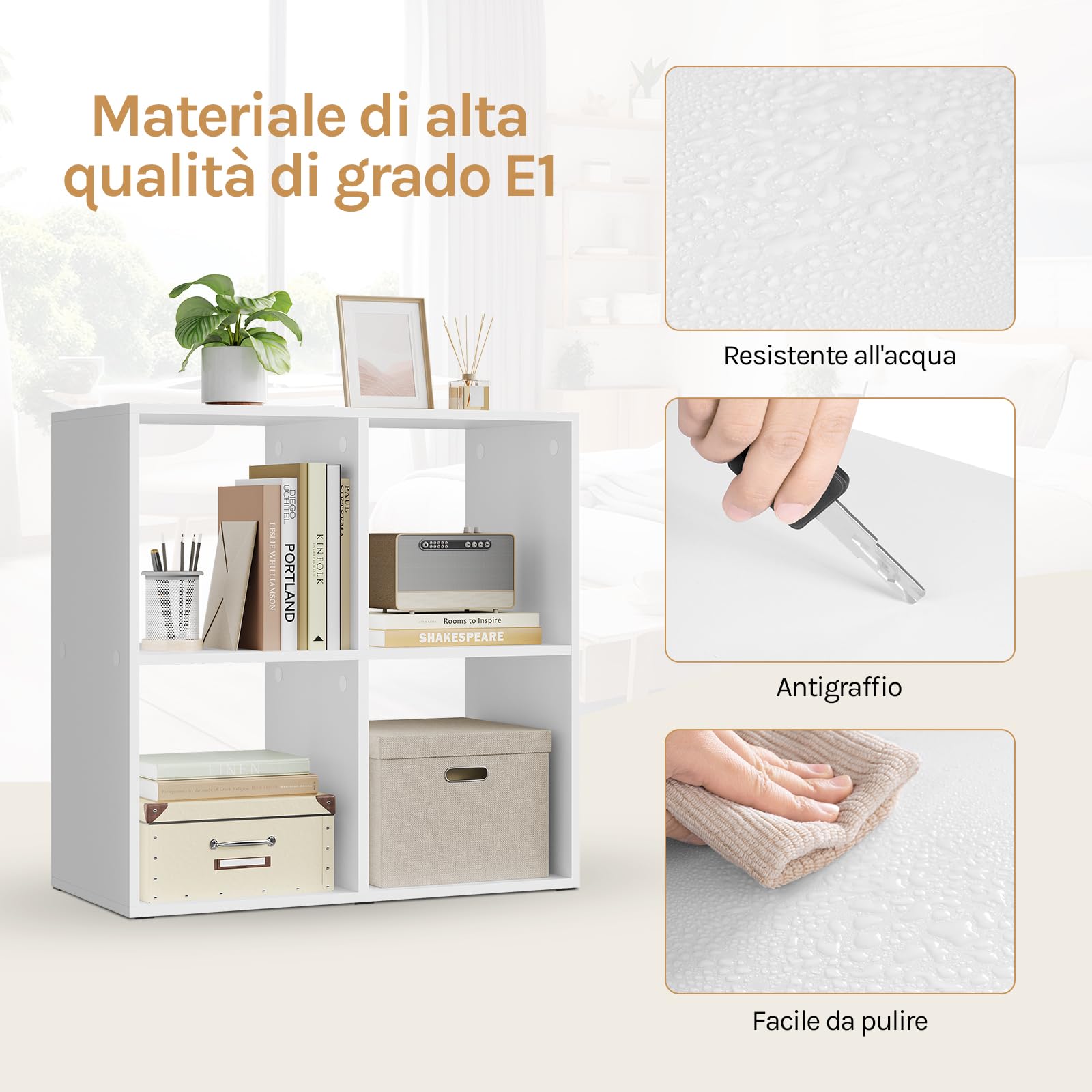WOLTU Scaffale con 4 Cubi, Libreria Verticale, Scaffale Aperto