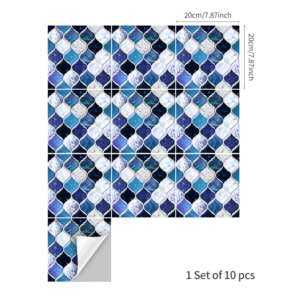 Paquete de 30 pegatinas autoadhesivas impermeables de PVC for azulejos de pared, multicolor, varios tamaños(Ts091,20x20cm-30Pcs)