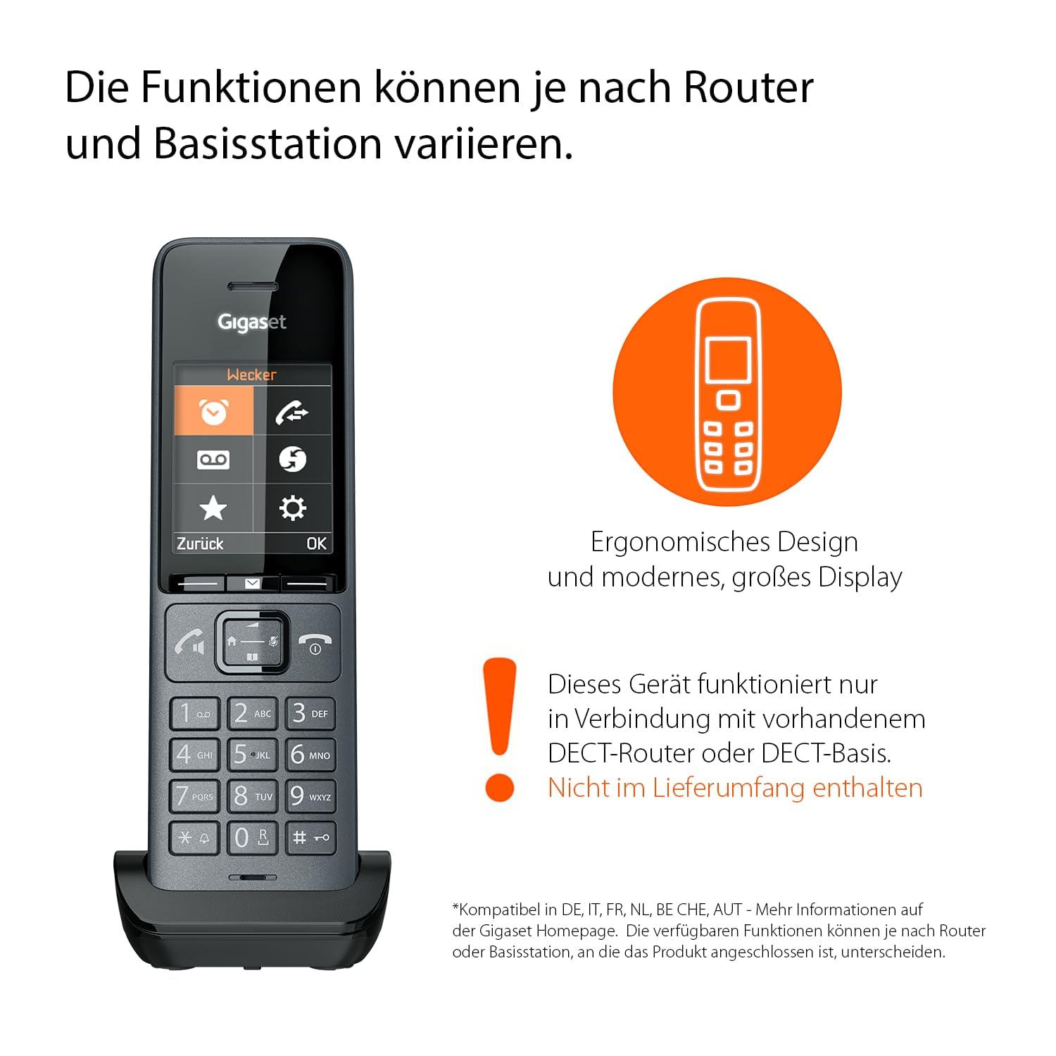 Gigaset Comfort 520HX Duo - 2 telefoni DECT con vassoio di ricarica - Compatibile con Fritzbox, telefono cordless per router e base DECT, nero di titanio [Compatibile in DE, IT, FR, NL, BE, Che