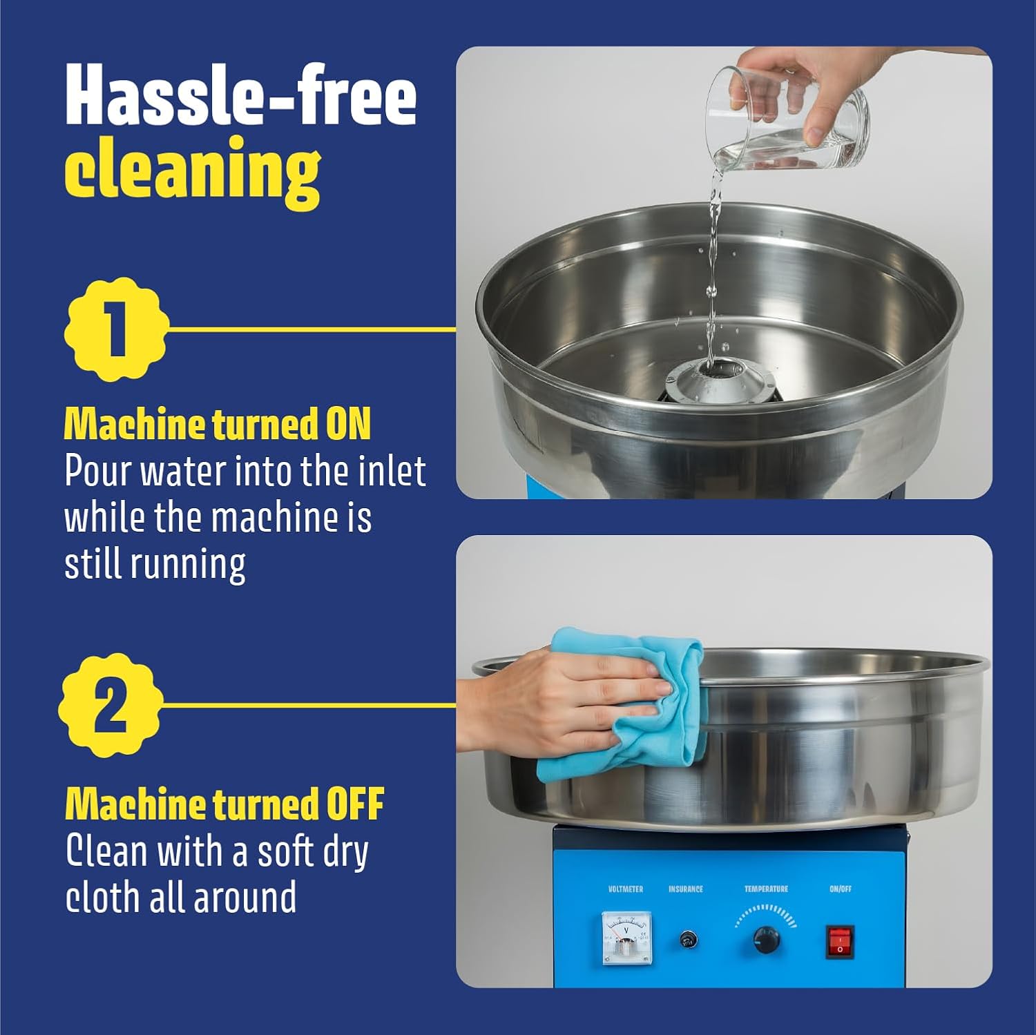 Cotton Candy Machine Pro, Commercial Electric Maker with Drawer & Large Stainless Steel Bowl, Perfect for Parties and Business (Blue)