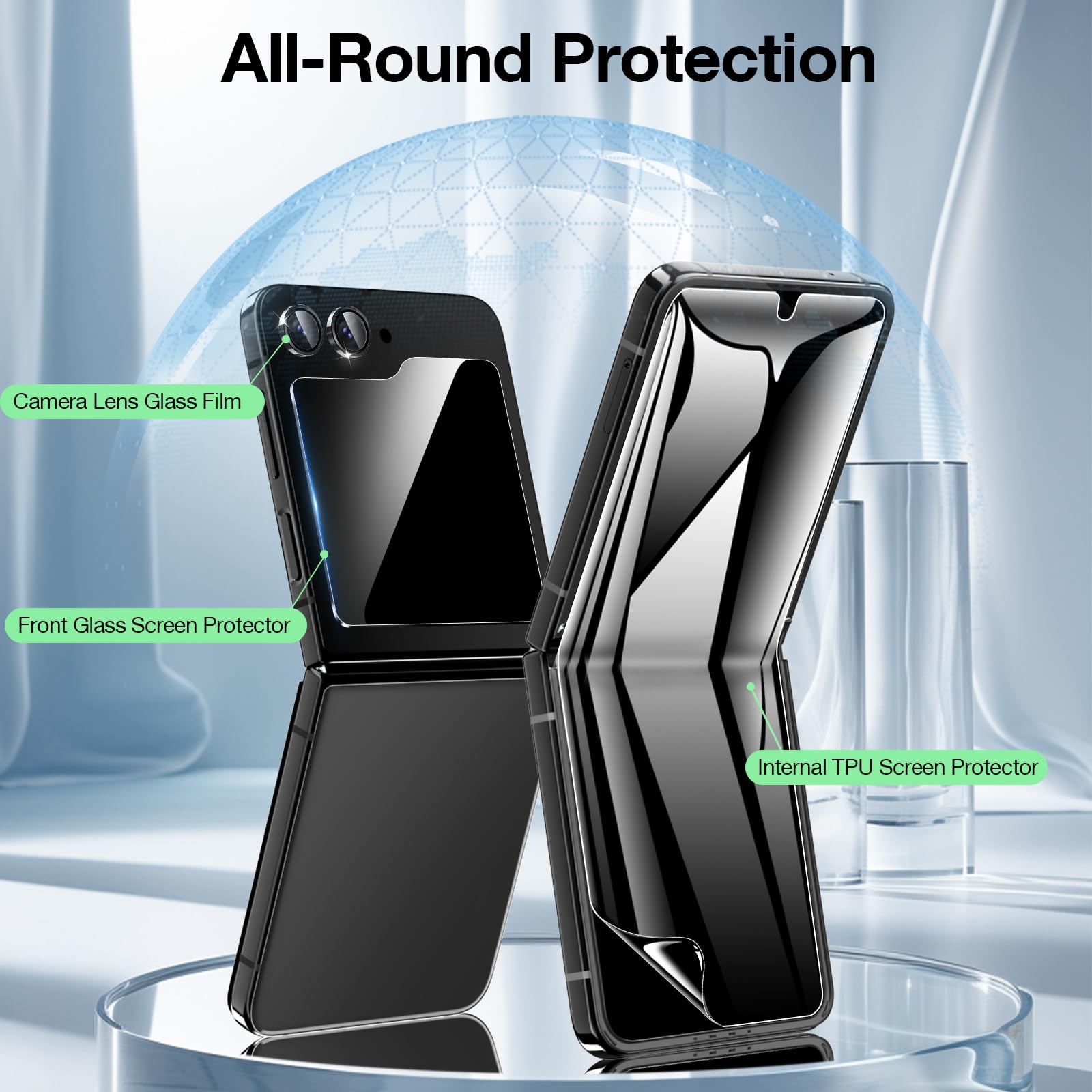 Juego de 2 protectores de pantalla de privacidad para Samsung Galaxy, 6 unidades, protector de pantalla interno de TPU + protector de pantalla exterior de vidrio de privacidad + protector de