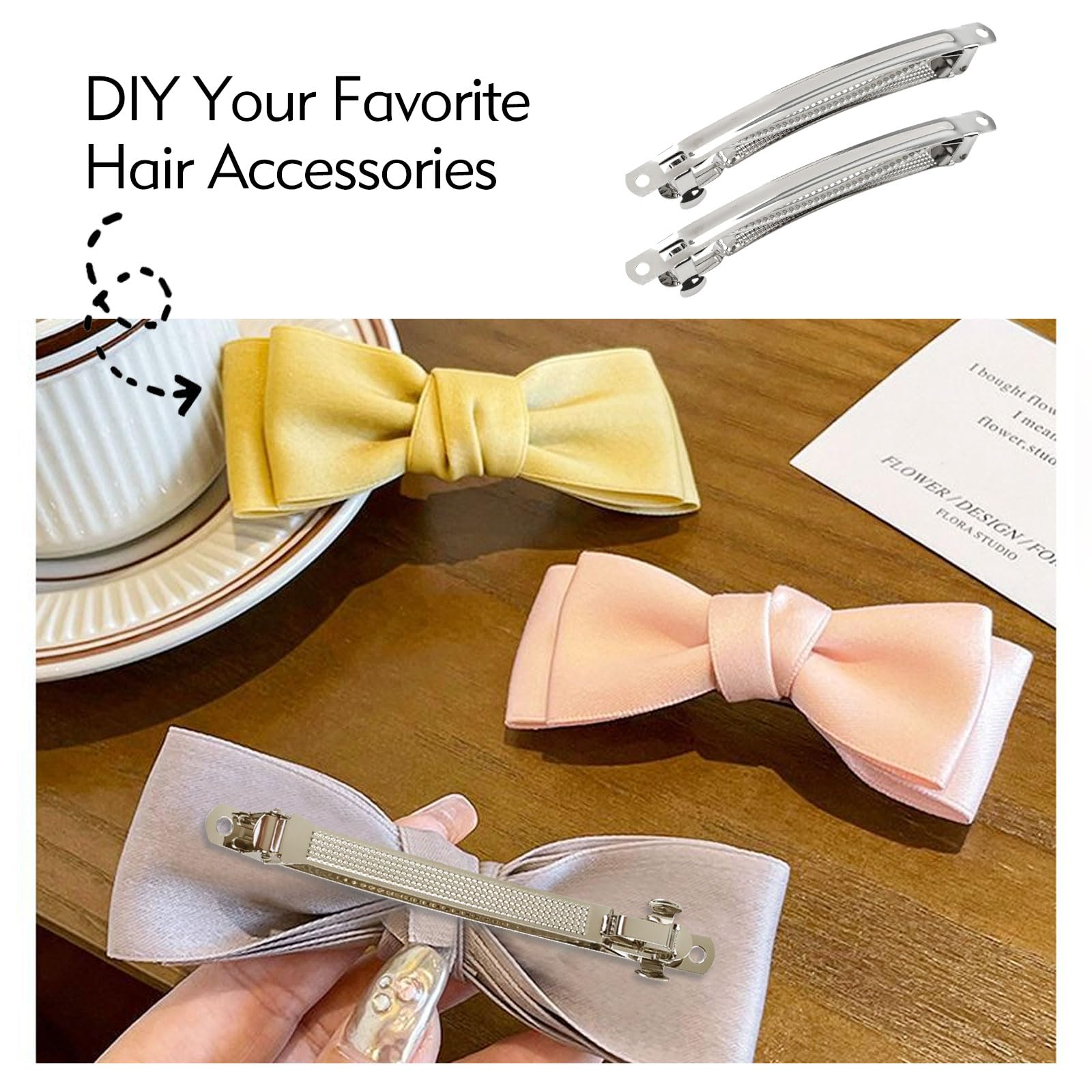 Dizila 50 Pack 10cm/4 Inch Plain Blank Silver Metal DIY Craft French Barrettes Automatic Spring Snap Hair Clips Clasps Accessories for Women Girls Teens - Image 3
