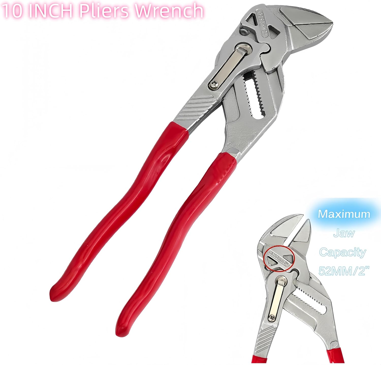 Pliers Wrench 3-Piece Set, 7/10/12-Inch Wrenches, 2 IN 1 plier wrench, CR-V Steel Adjustable Wrench, Smooth Jaw Pliers, Parallel Jaws, Fit for Home Repair, Bolts, Nuts Red