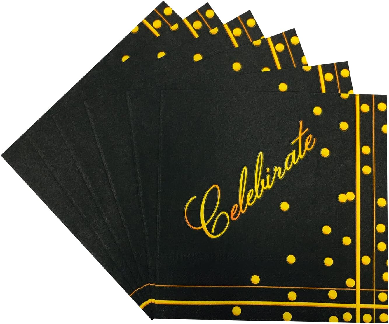 CHANGCAO Black and Gold Napkins CelebrationNapkins
