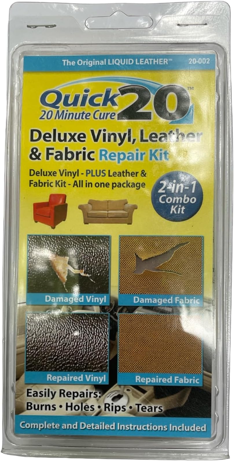 Quick 20 Deluxe Vinyl Fabric Leather Upholstery Repair Combo Kit 20-002 Heat Cure