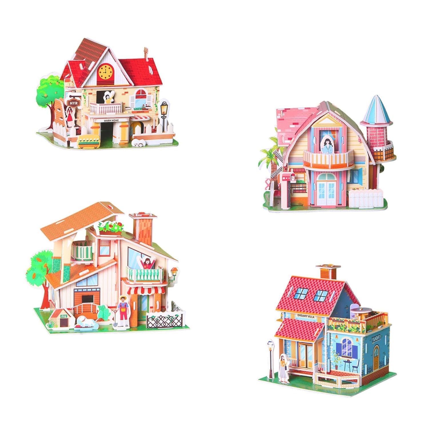 3 PCS DIY 3D Puzzle Building Kit for Kids,Mini House Paper Model Set,Random Building Designs,Creative Craft Activity Gift for Boys, Girls & Teens-image-4