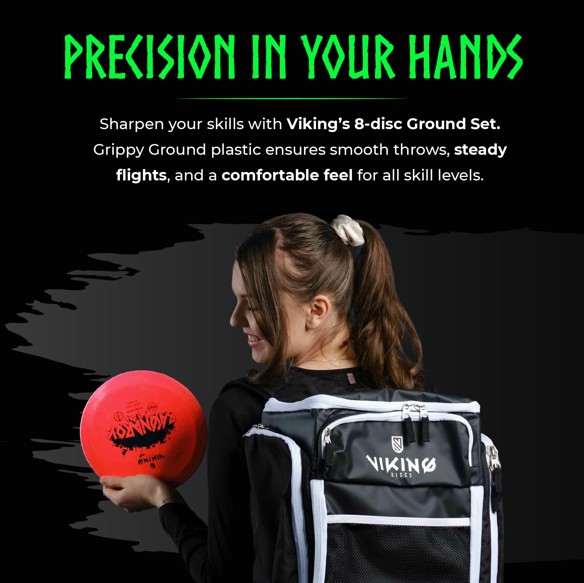 Viking Discs Ground Series – Disc Golf Set with 8 Discs for All Distances – PDGA Certified – Complete Gear for Adults Including Putter, Midrange, Fairway, and Distance Driver