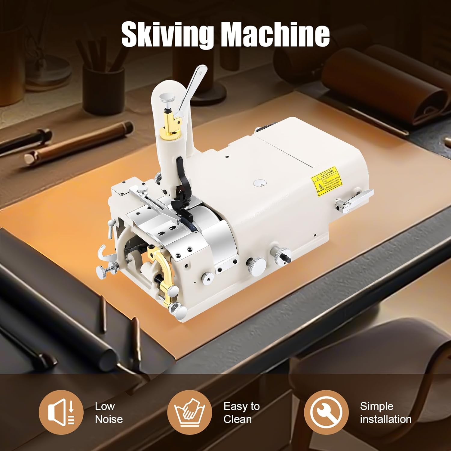 Leather Skiving Machine, SM-801 1200RPM Electric Leather Skiving Thinning Machine Industrial Leather Peeler Heads Leather Peeling Machines for Shoe/Bag/Belt Crafting