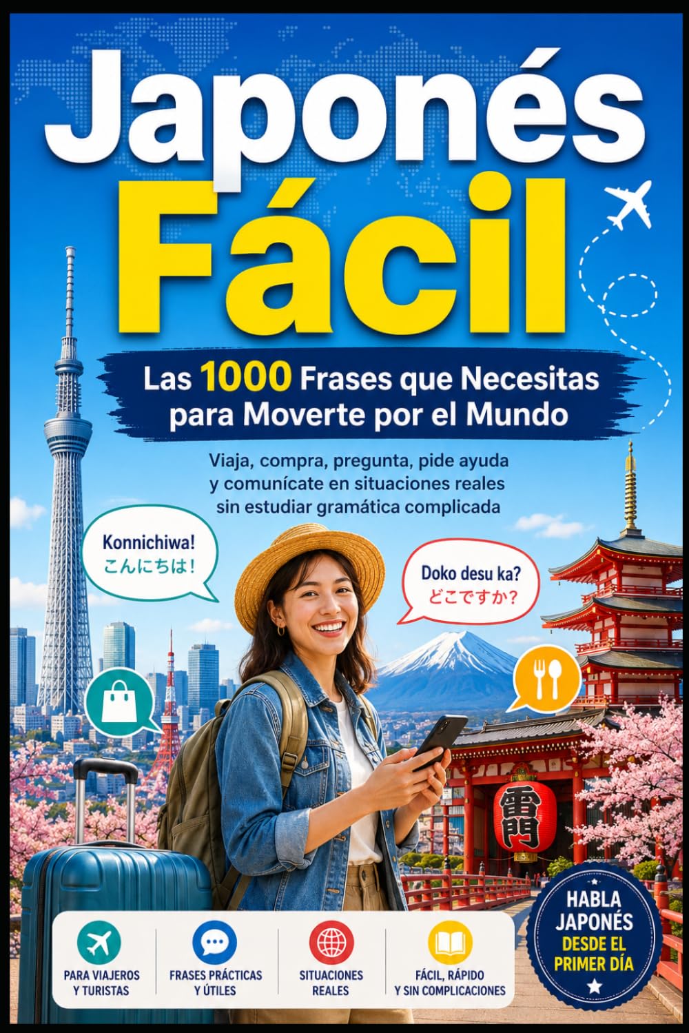 Japonés Fácil: Las 1000 Frases que Necesitas para Moverte por el Mundo: Viaja, compra, pregunta, pide ayuda y comunícate en situaciones reales sin estudiar gramática complicada