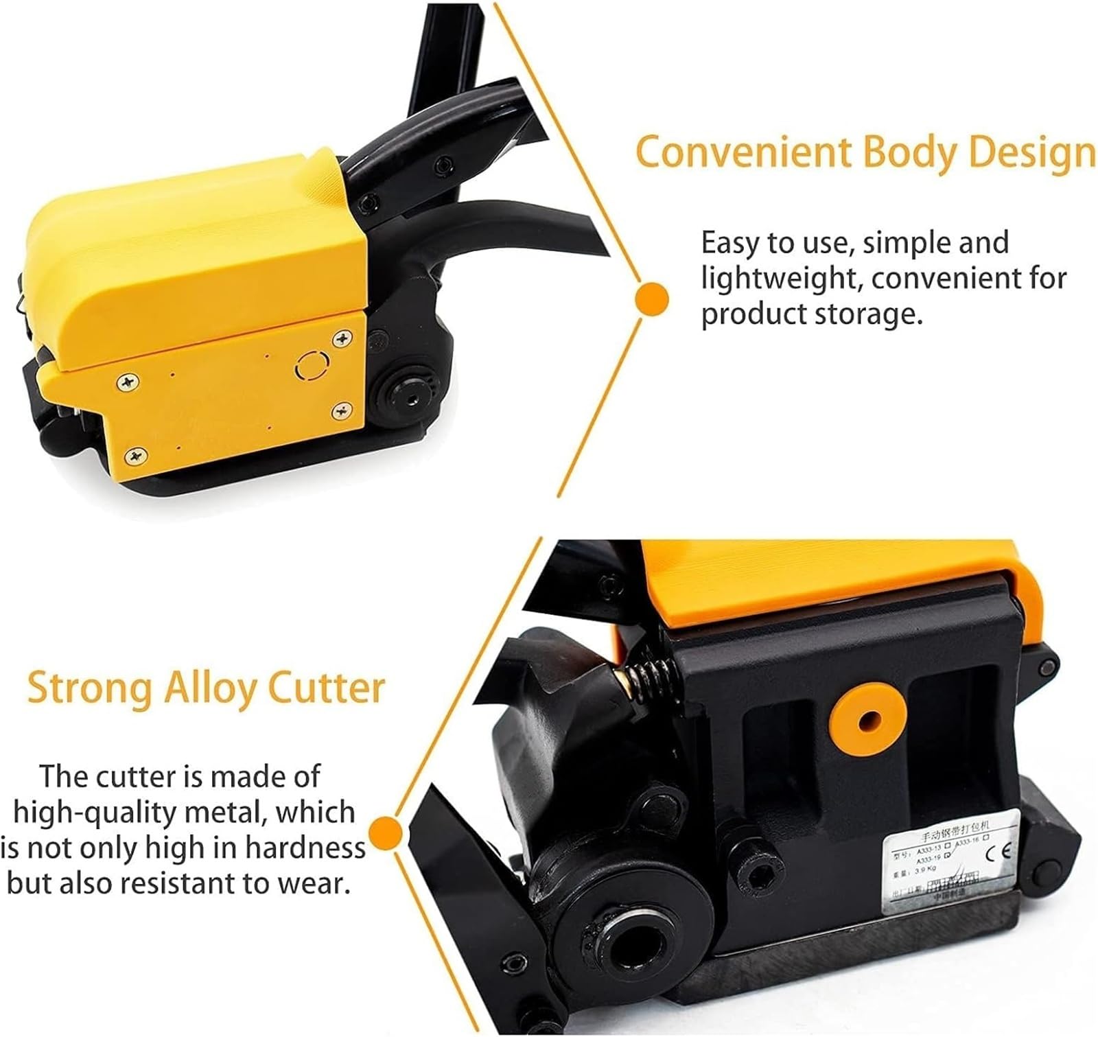 Robuste Umreifungsmaschine aus Stahl mit 3-in-1 Spanner Crimper Cutter für sicheres Metallband in Industrieverpackung