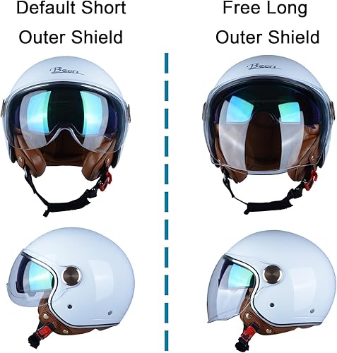 Miniatura 3 de Casco de moto de cara abierta para adultos, aprobado por DOT, 34 retro Vespa, con viseras duales, para motoneta, crucero, bobber y chopper, para