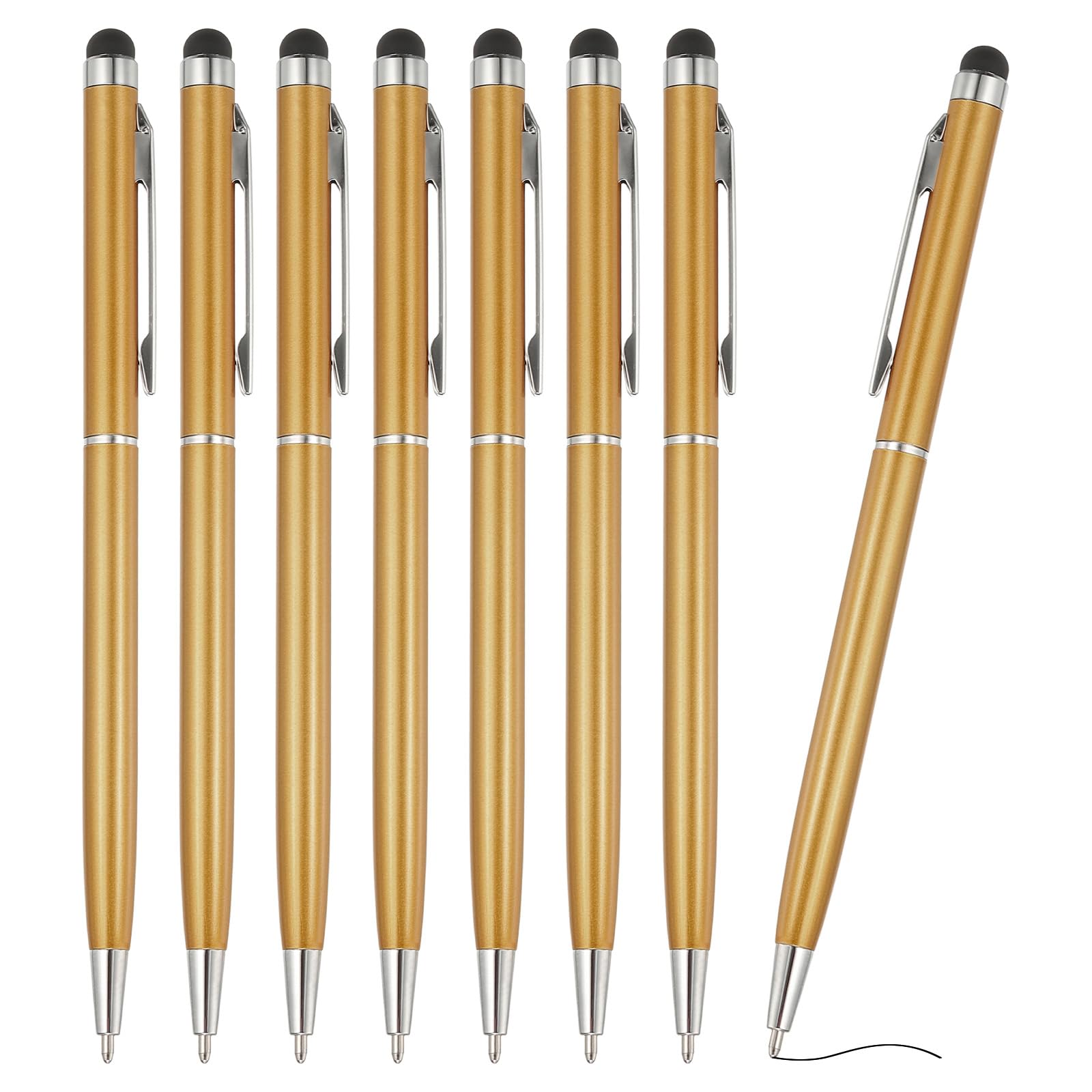 PATIKIL Ballpoint Pen with Stylus Tip, 8Pcs 2 in 1 Slim, Dark Golden โ image 1