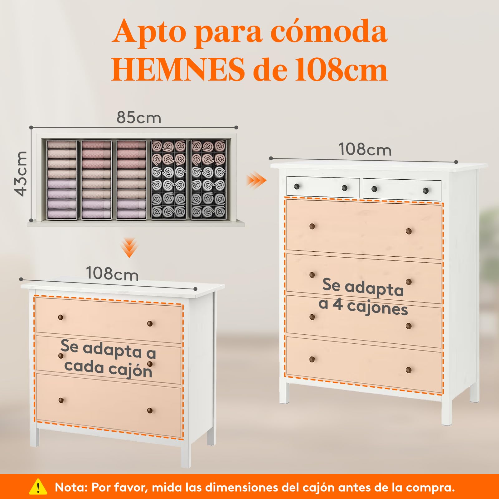 Lifewit Juego de 15 organizadores Hemnes para cómoda, cambiador con base estable, organizador de armario, cajones, sistema de organización para cambiadores, ropa infantil, calcetines, camisetas, ropa