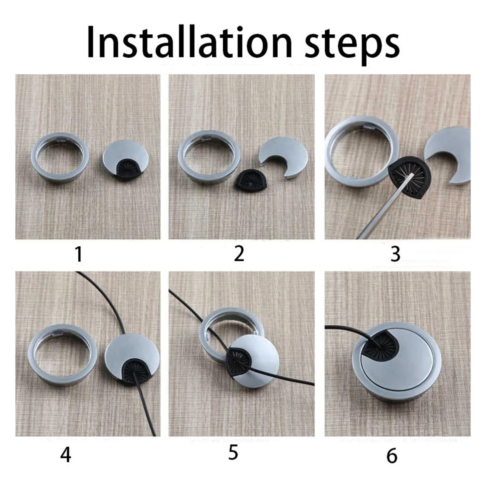 1-8 szt. Zinc Alloy Desk Cable Cover 50/53/60/80 mm okrągły uchwyt do zarządzania przewodami komputerowymi (53 mm zielony brąz, 8 szt.)