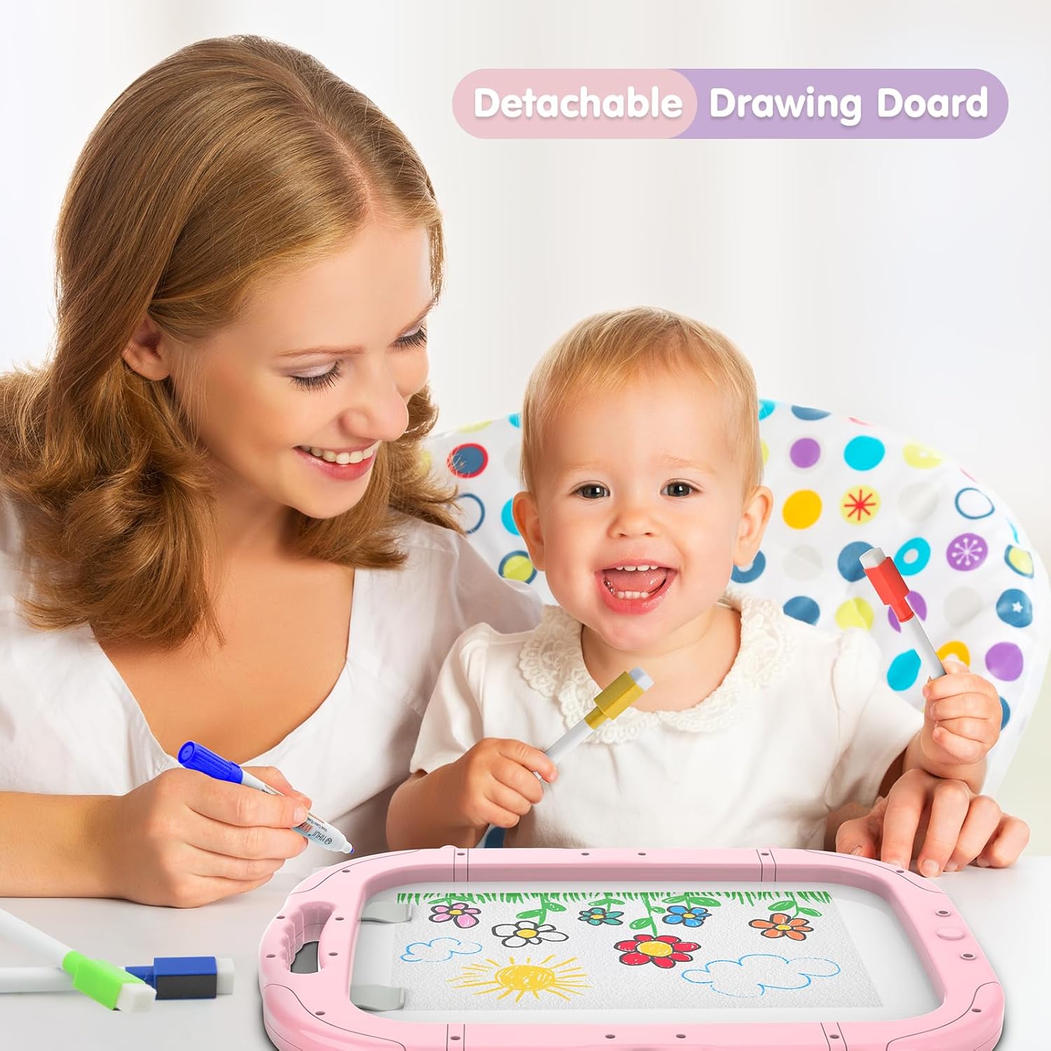 Victostar Easel for Kids, Rotatable Double Sided Art Easel with Magnetic White Board & Chalkboard, Adjustable Standing Toddler Easel with Drawing & Writing Accessories,Gifts for Girls and Boys