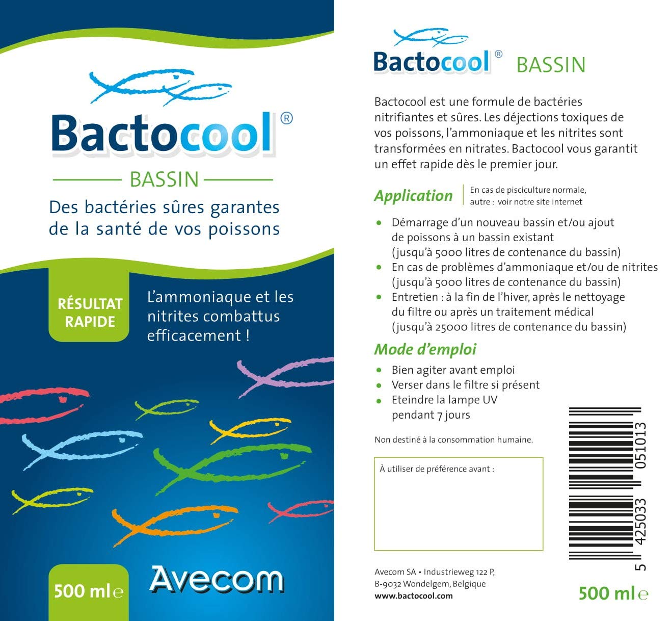 Bassin 500ml Bactéries Sûres pour Poissons - Ammoniaque et Nitrites Combattus