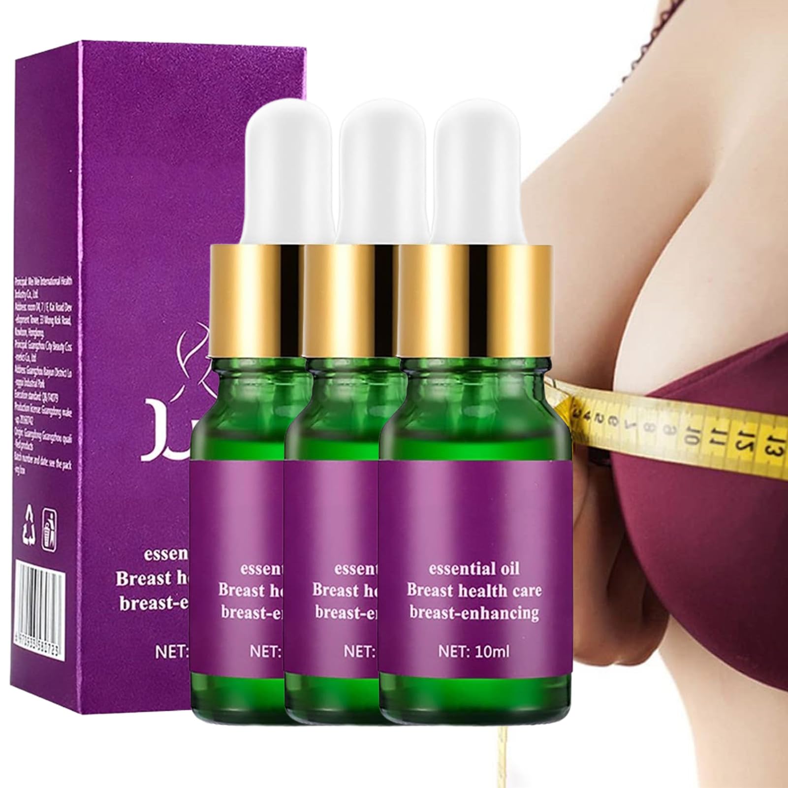 Generic 3 PCS Bigger Breast Oil for Women, Breast Essential Oil, Bust Firming Natural Essential Oil, Massage Lifting Firming Breast Care Enlargement, Purple