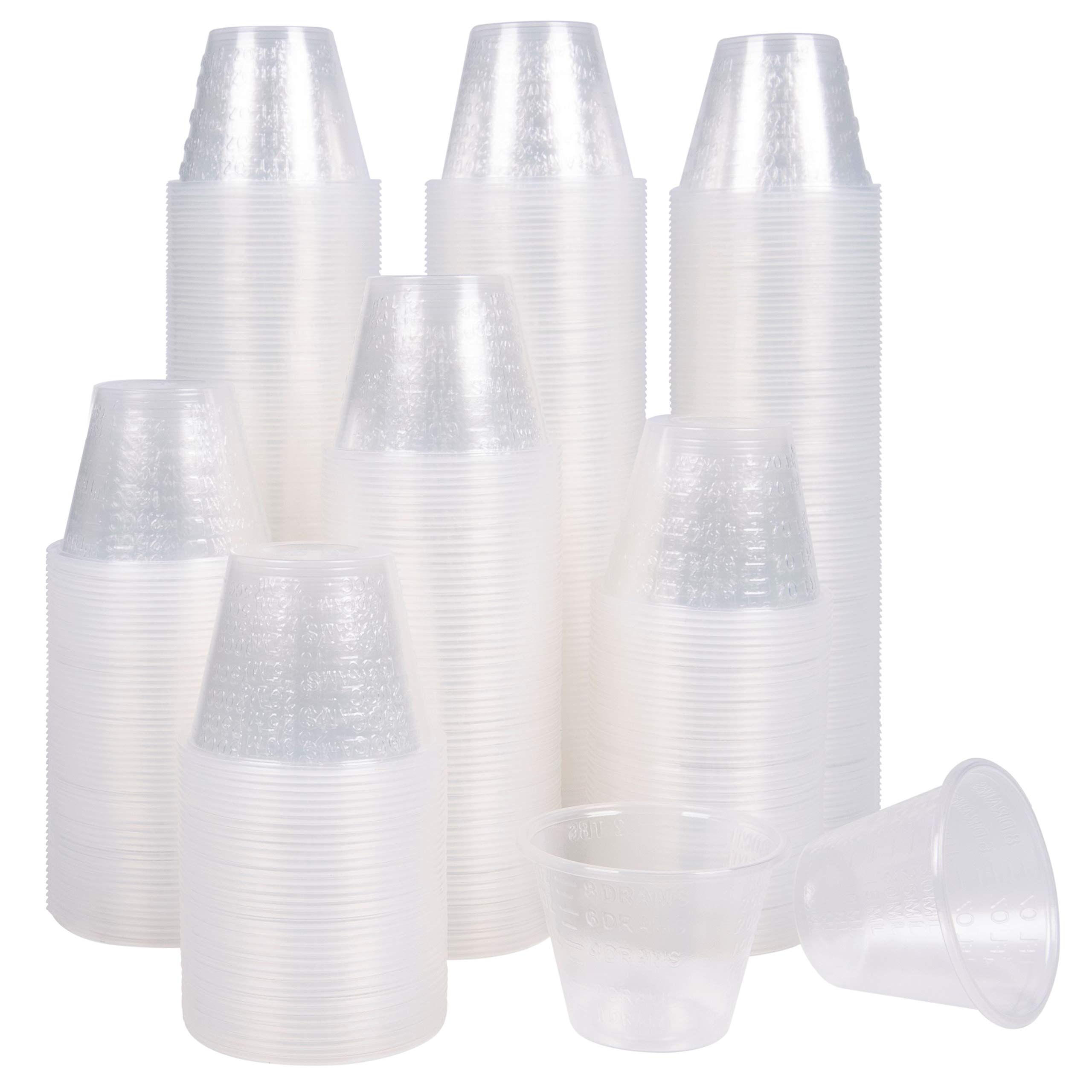 50 Pack Plastic Measuring Cups - 1oz Disposable Medicine Cups for Liquid Medication and Arts &amp; Crafts
