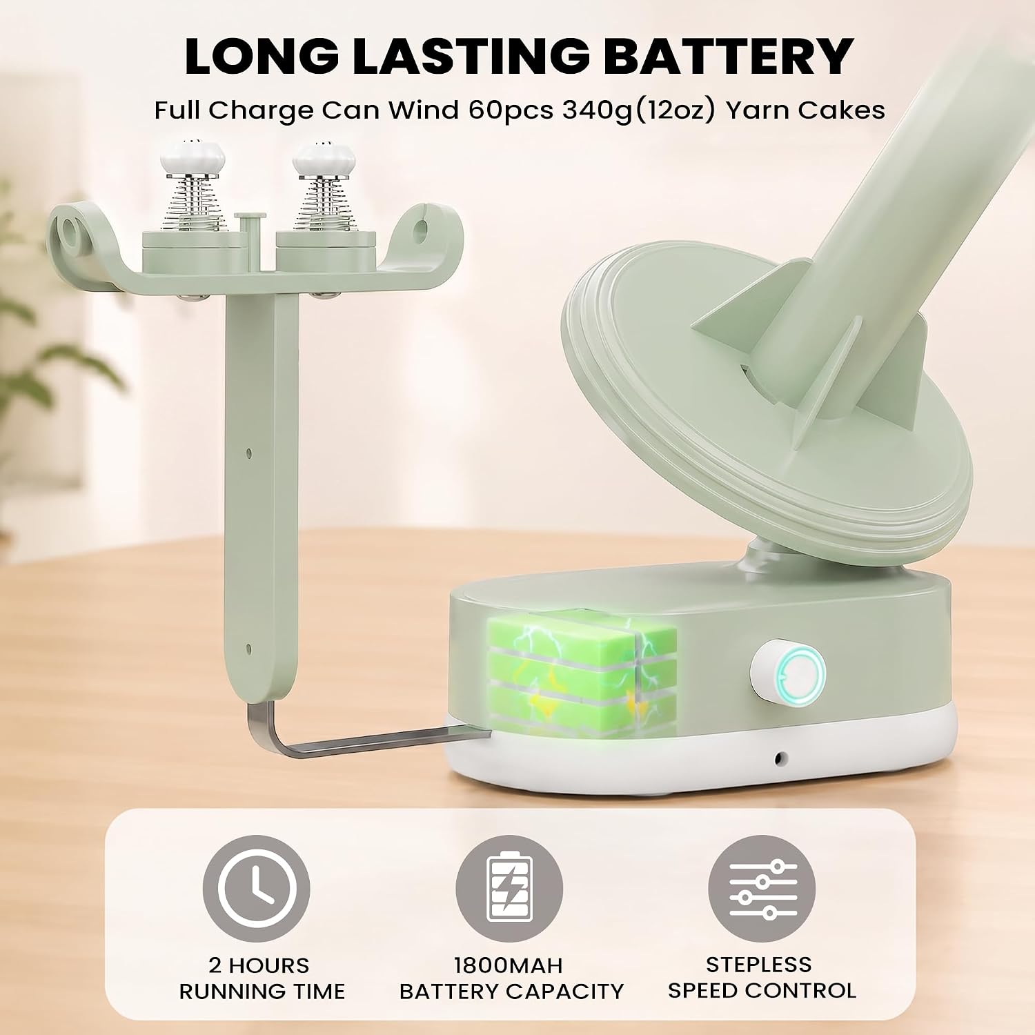Yarn Winder, Electric Yarn Winder with 1800mAh Battery for Crochet Lovers