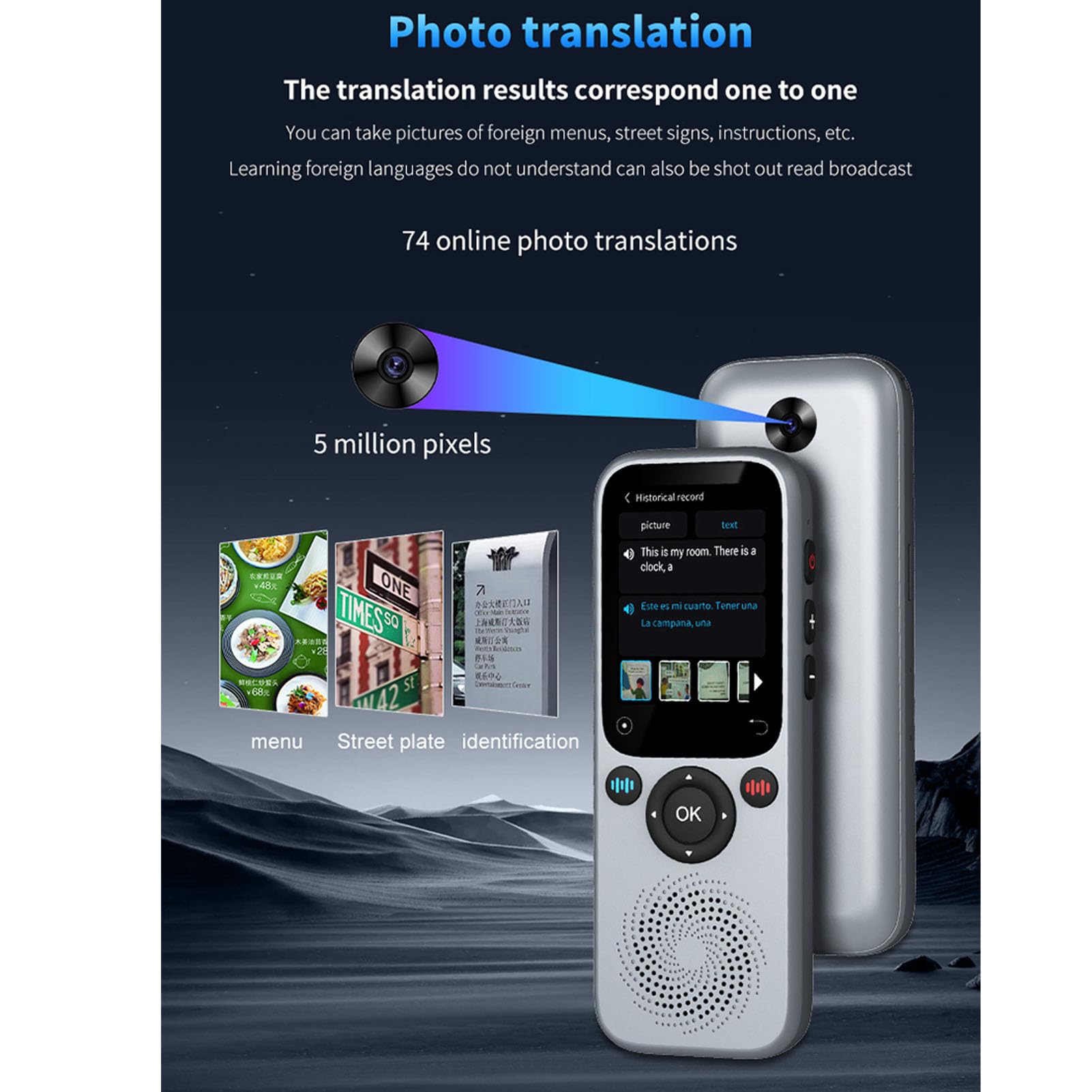 Jectse Dispositivo de Traducción de Idiomas, Traductor de Voz AI en Tiempo Real para 138 Idiomas, Traductor Instantáneo con Pantalla Táctil de 2.0 '' Compatible sin Conexión/en