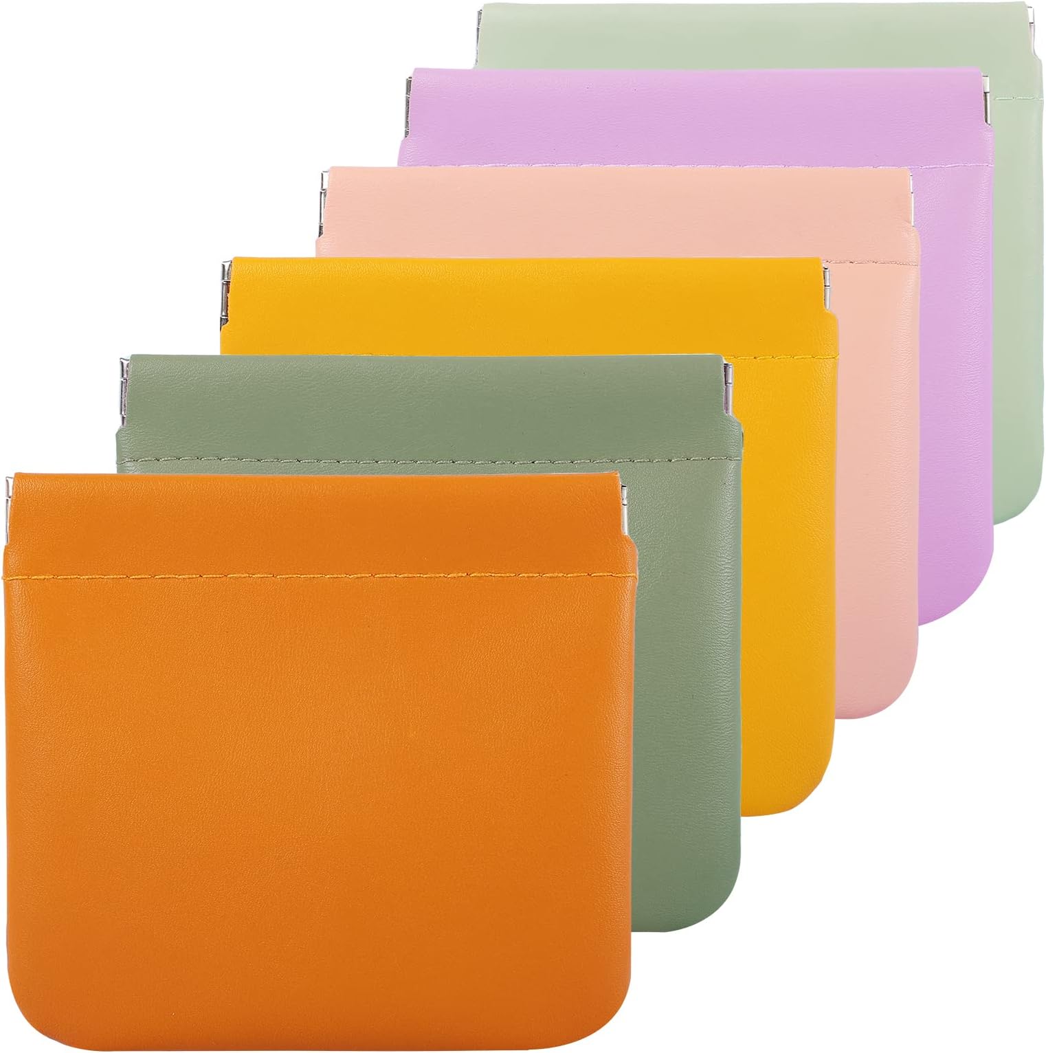 6Pcs Small Makeup Bag for Purse Pouchic Lambskin Pocket Cosmetic Bag Squeeze Top Waterproof Travel Makeup Bag No Zipper Portable Mini Makeup Pouch Self-Closing Colorful Pouch for Women Girls