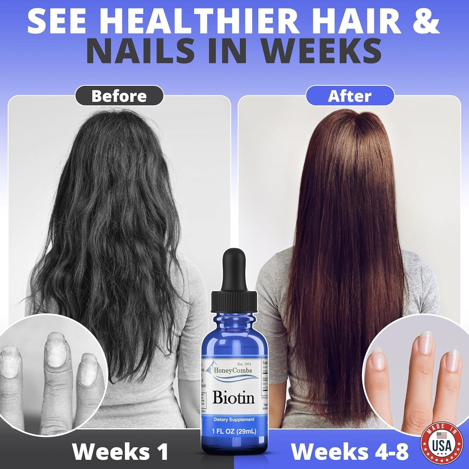 Hair Growth Vitamins for Women and Men, Liquid Biotin B7 Drops, 1oz — Amazon image 6