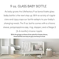 Vista 3 de Lifefactory Biberón de vidrio sin BPA Funda protectora de silicona 4 oz9 oz paquete de 2 Frambuesa, rosa