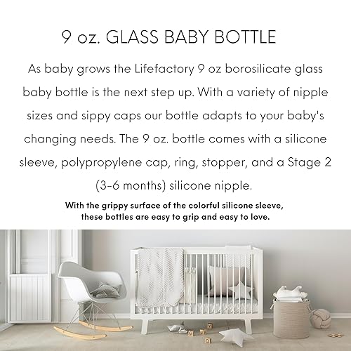 Miniatura 3 de Lifefactory Biberón de vidrio sin BPA Funda protectora de silicona 4 oz9 oz paquete de 2 Frambuesa, rosa