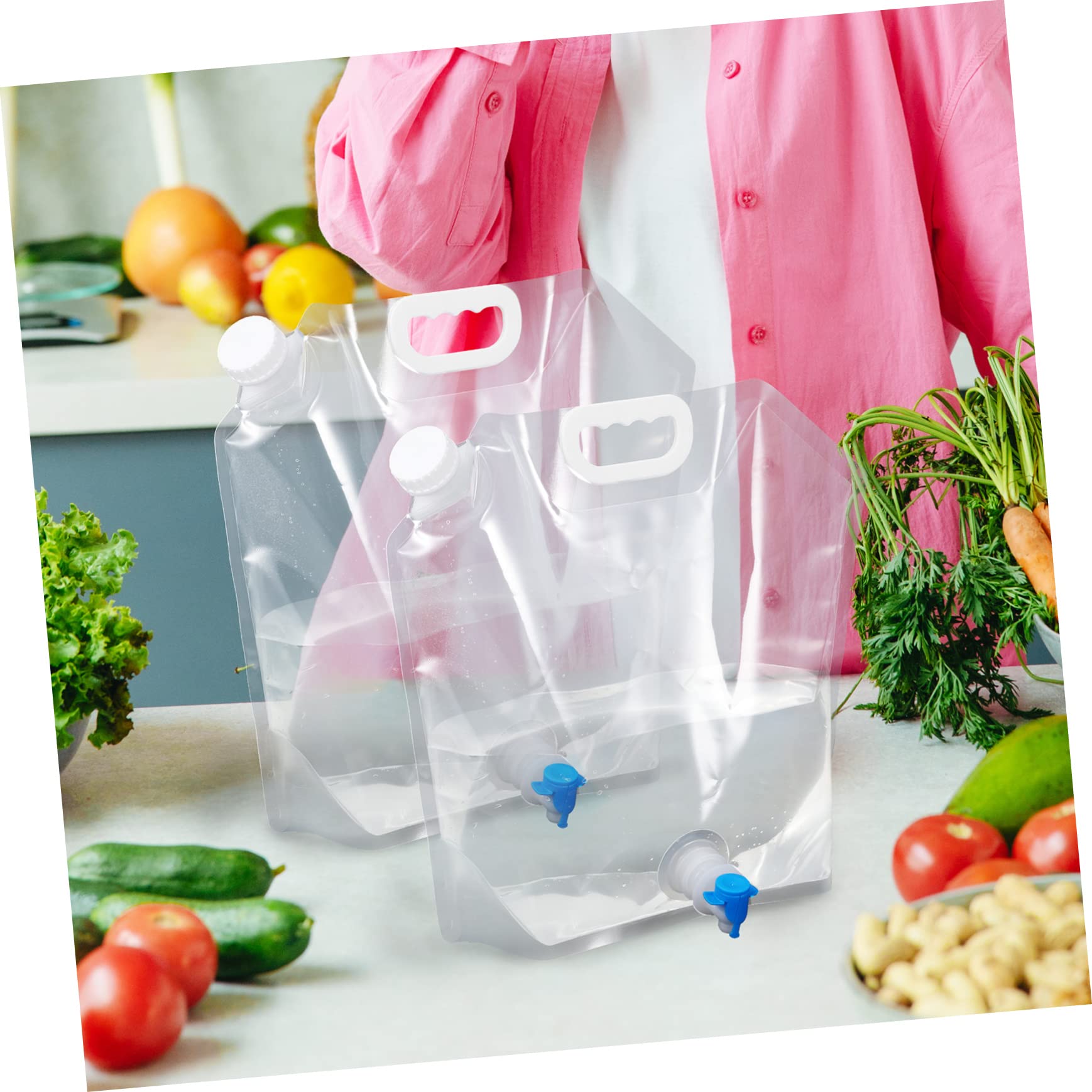 HANABASS Sommerstimmung 4 Stück Faltbare Wasserkrüge aus Pe 10l Camping Wasserbehälter mit Ausgießer und Tragbarem Griff für Outdoor und Notfalleinsatz