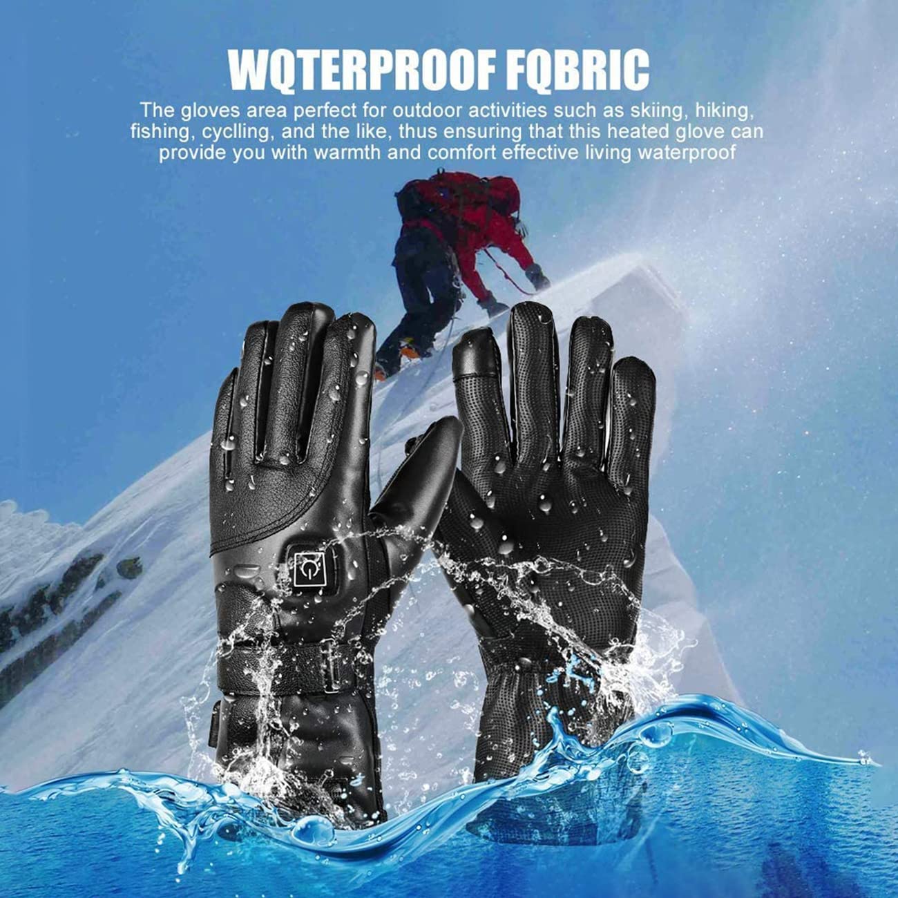 CHEWYNP Guantes calefactables de Piel sintética, para Hombres y Mujeres, Guantes térmicos eléctricos Impermeables, cálidos y cómodos, además de Forro de Terciopelo, Pantalla táctil con Bat