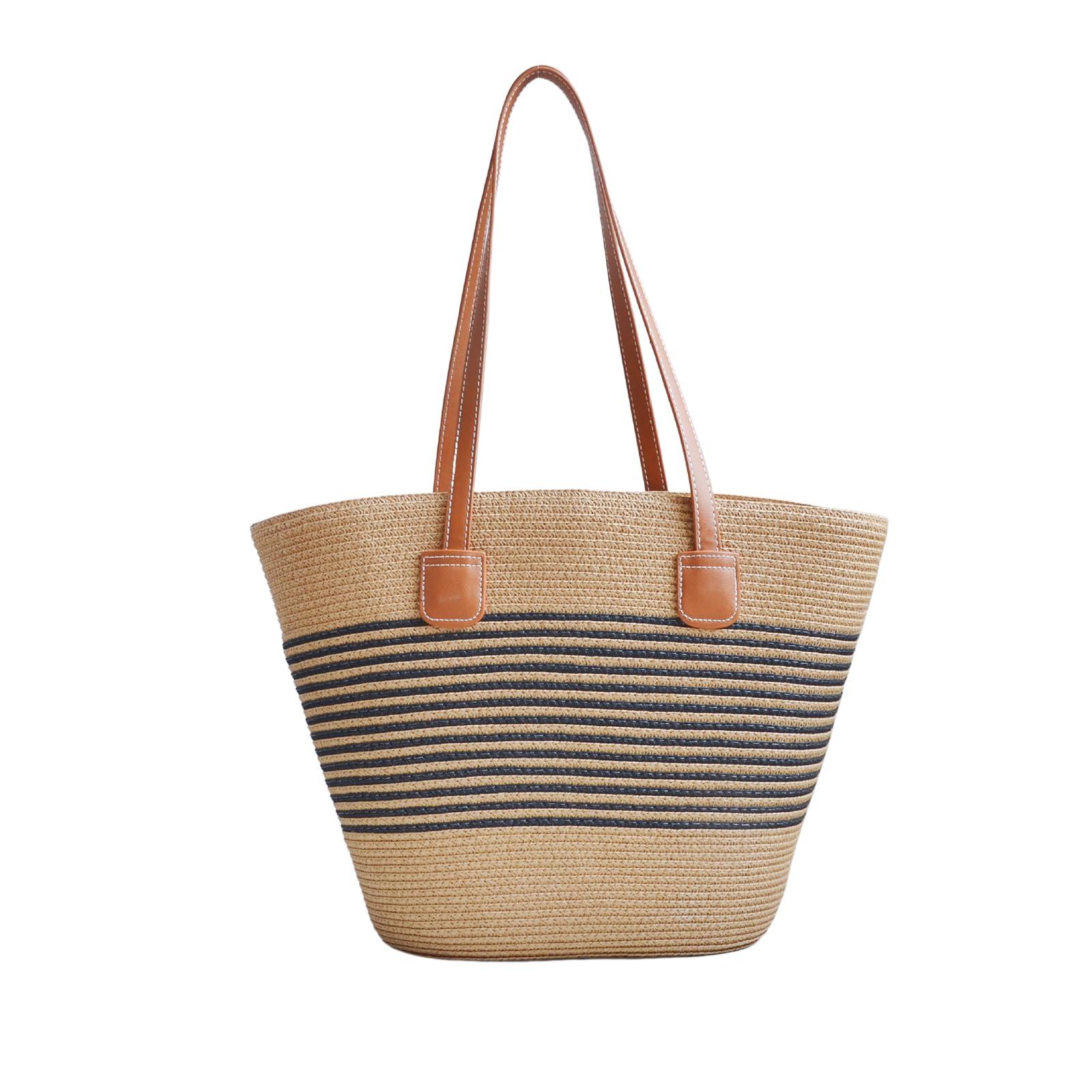 NICOLE & DORIS Sac à Main en Paille Sac de Plage Paille Sac Cabas Femme Sac Fourre Tout Été Sac a Main Panier Sac D'épaule en Tricot pour Voyage Vacances
