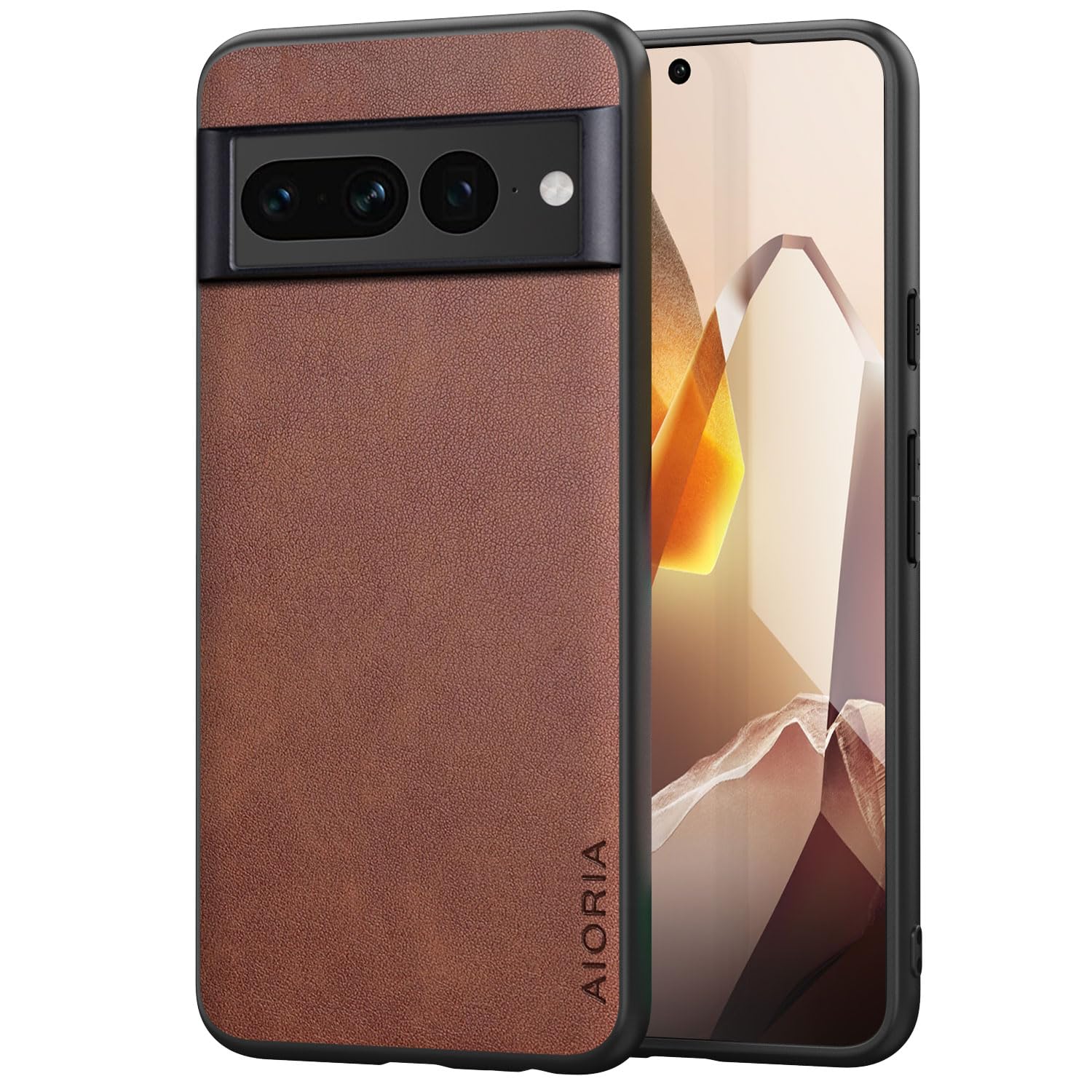for Google Pixel 7 Pro Case New Modern Fashion Design Simple Premium PU Leather Phone Case (Brown, for Google Pixel 7 Pro)