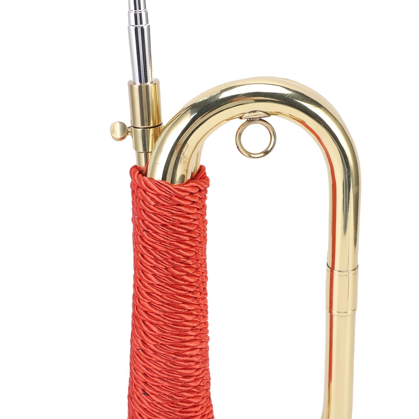 CHICIRIS Messing-Signalhorn, Vergoldet, Trompete mit Klarem Klang und Rot Geflochtenem Griff, Signalhorninstrument für die Ehrengarde der Sommercamp-Schulband