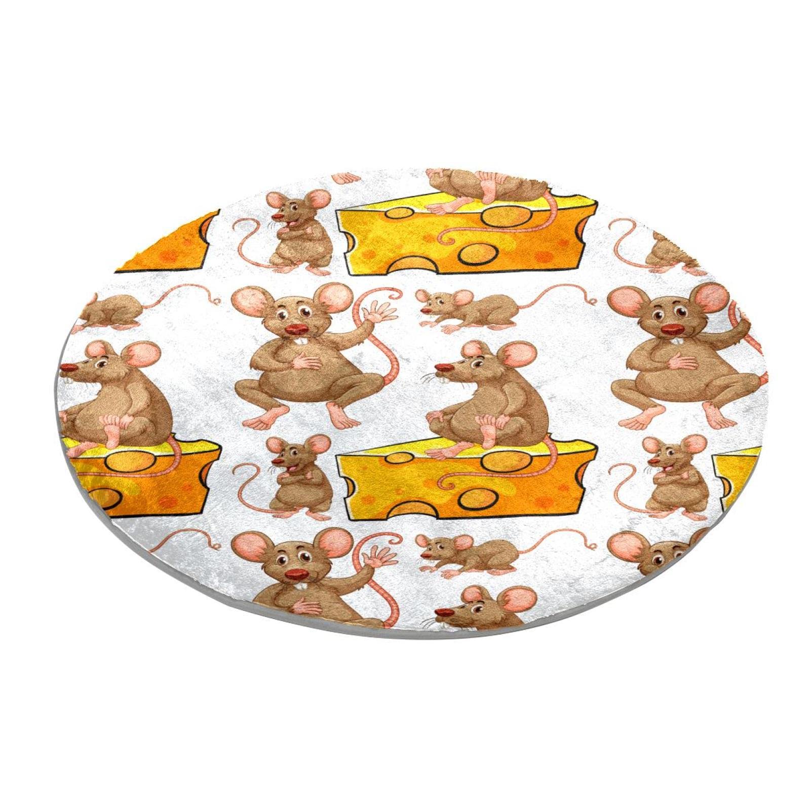 Queue Ratten Maus Käse Scheibe Runde Fläche Teppich Schlafzimmer Teppich Shaggy Weiche Stuhlmatte Waschbar Fußmatte