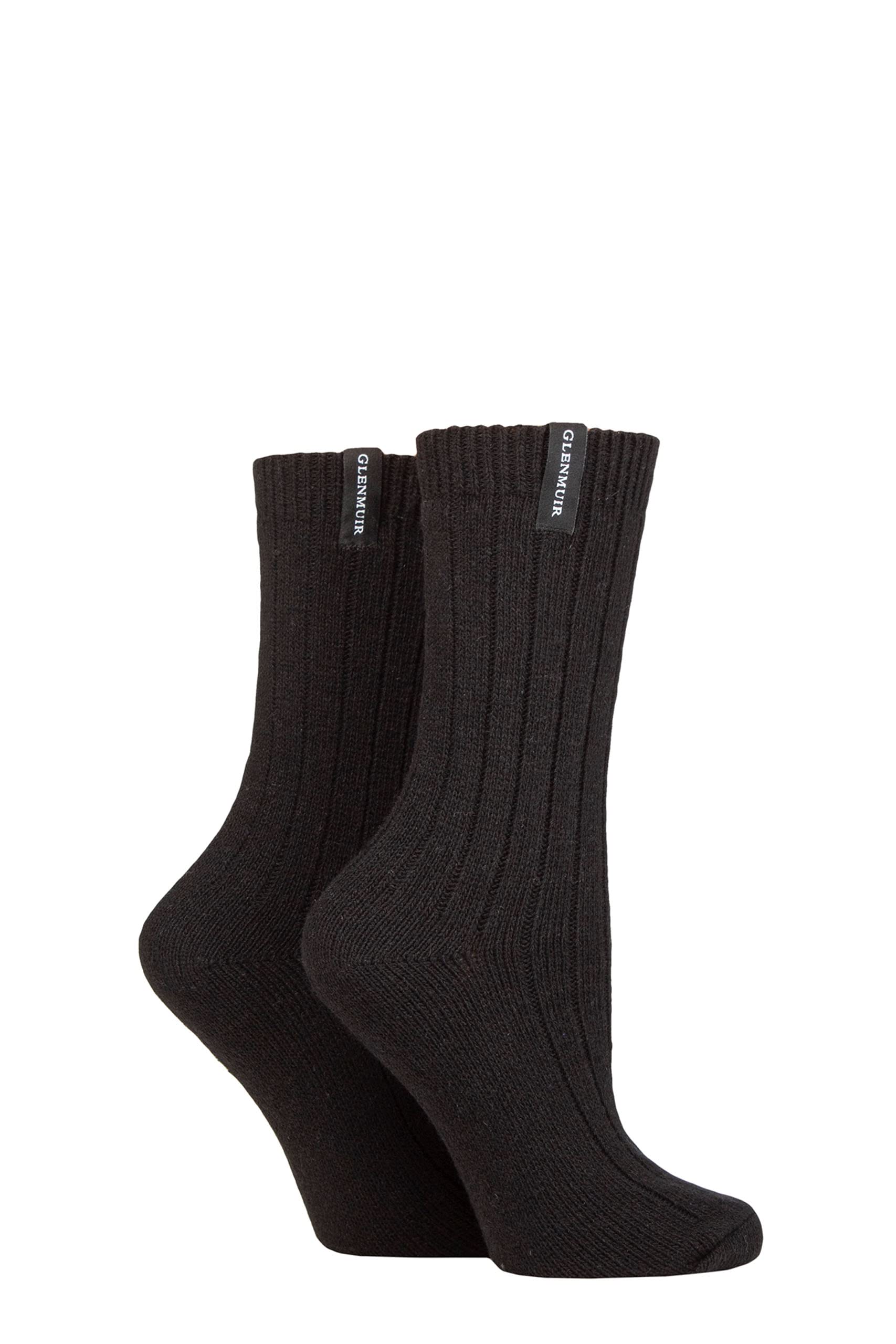 Glenmuir Ladies Classic Boot Socks Pack of 2 Black 4-8