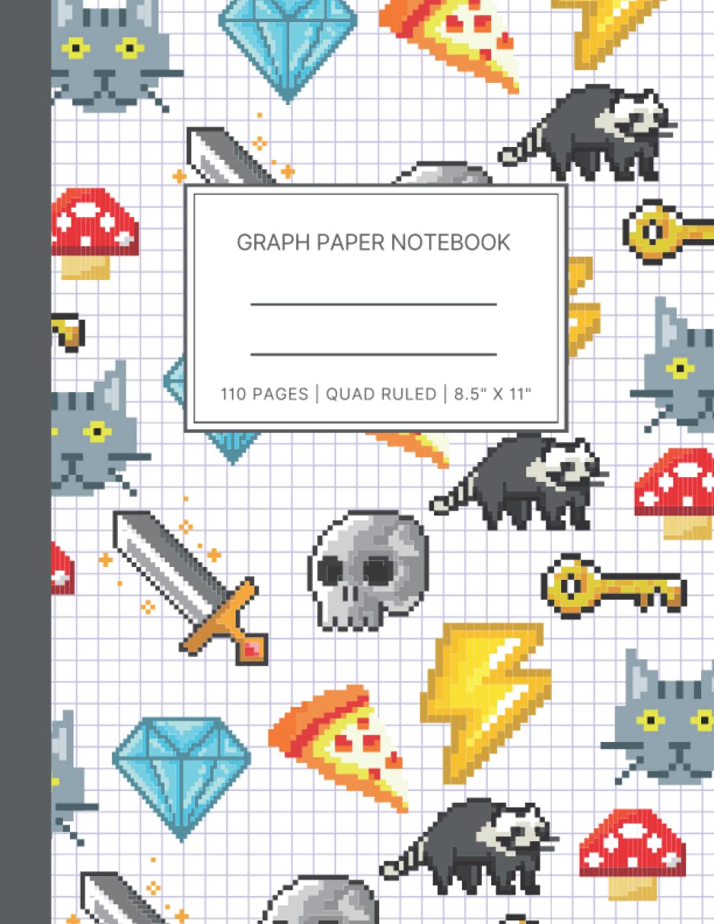 Graph Paper Notebook Quad Ruled with Pixel Art in Gray: 8.5x11, 110 pages for Art, Science and Design: Graph Paper Notebook