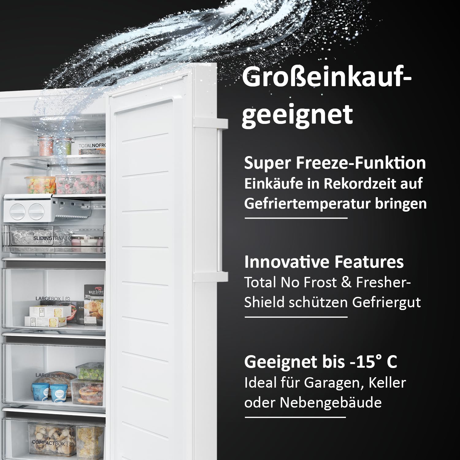 Haier Gefrierschrank Serie 3 H4F226WDH1 | Total No Frost Tiefkühlschrank, 226 L Kapazität, Eisschrank auch als Kühlschrank nutzbar, Mit Wi-Fi