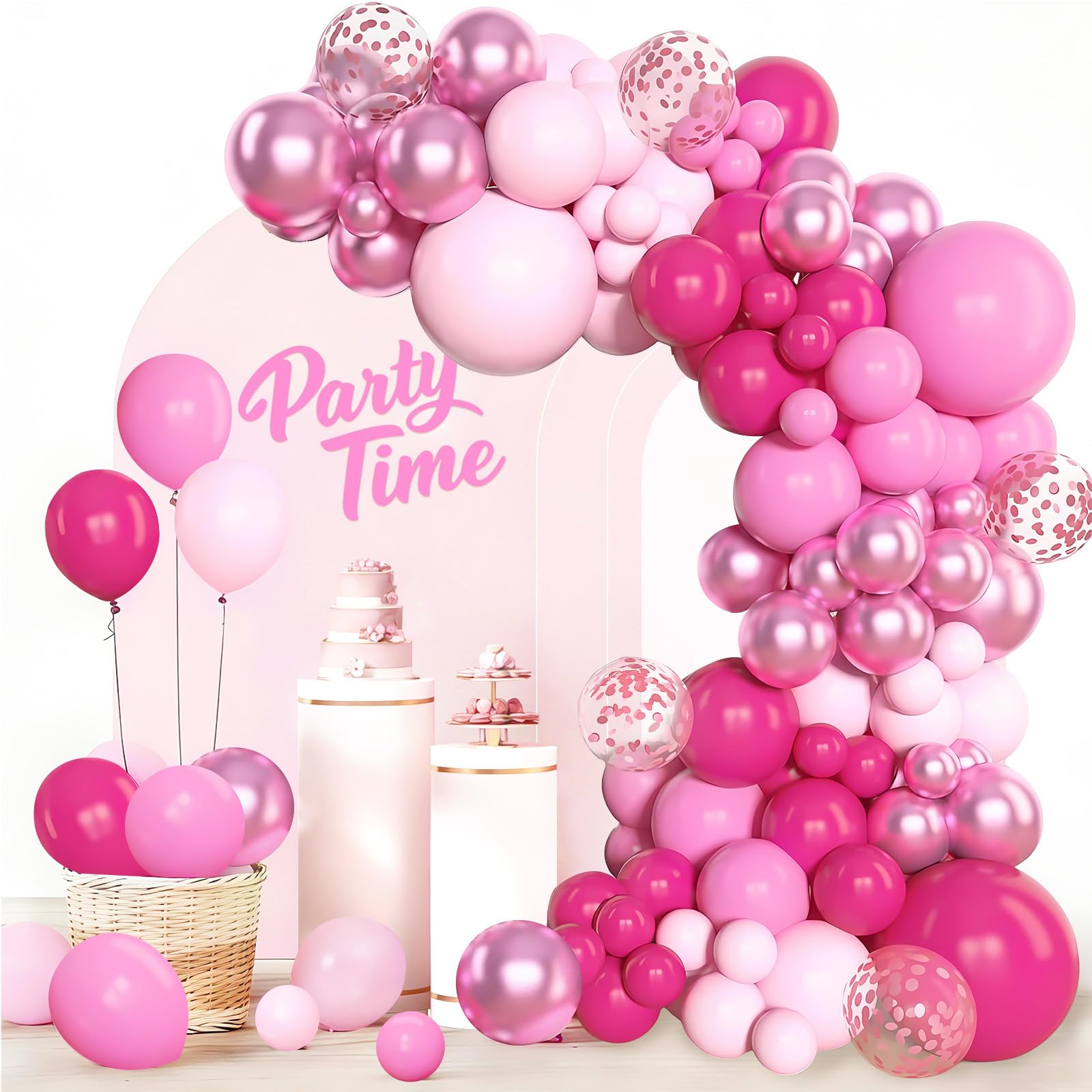 Pink Balloon Arch Kit, Confetti Balloons, 103Pcs 18 12 10 5 Inch Different Sizes Balloon Garland, Latex Balloons, Perfect for Baby Shower, Birthday, Wedding, Hen Party Decorations
