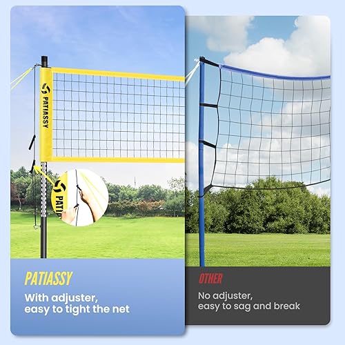 Miniatura 4 de Patiassy Professional Volleyball Net Outdoor, Portable Volleyball Set for Backyard with Net Tension Adjuster, Adjustable Height Poles, Volleyball,