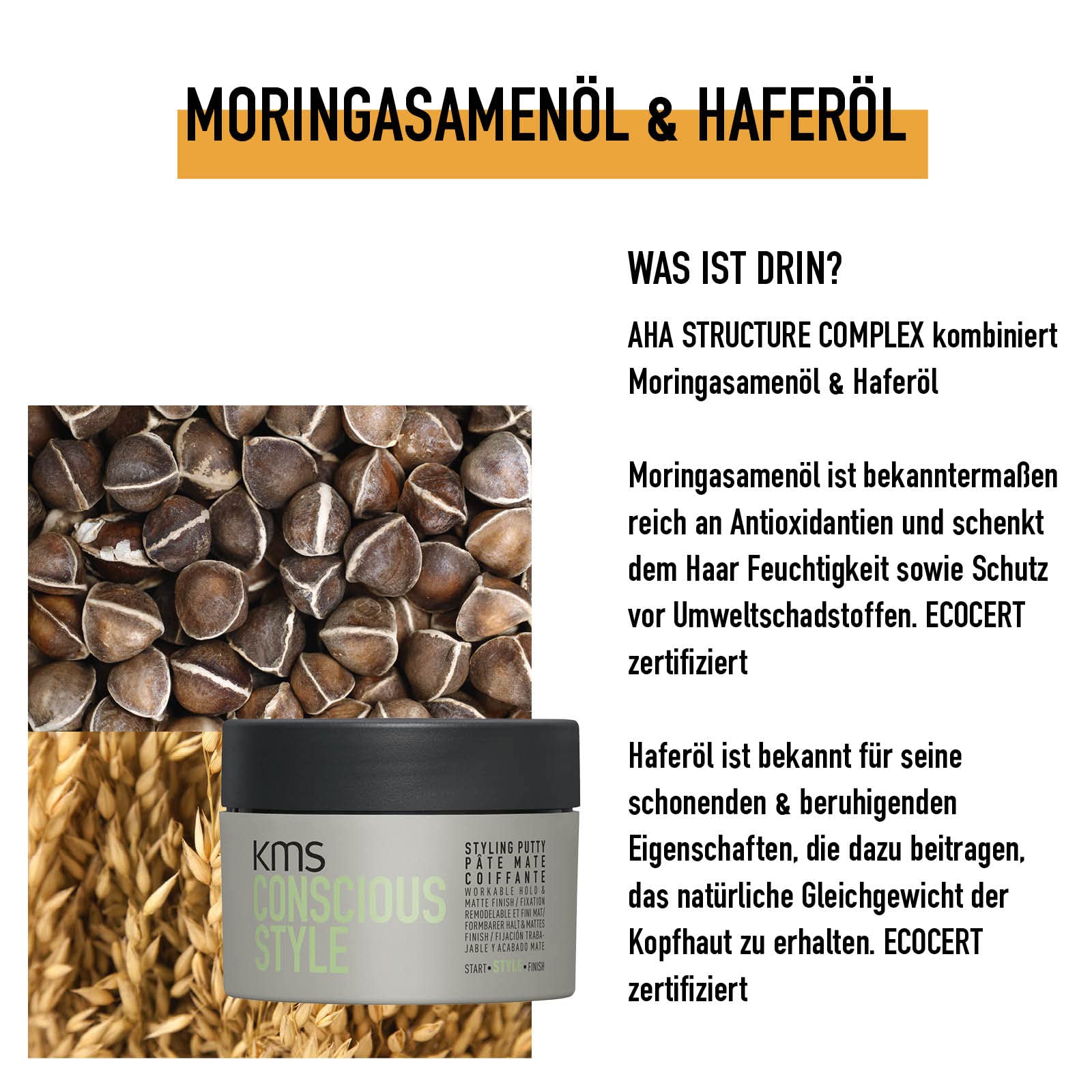 KMS Conscious Style Styling Putty Texturpaste für alle Haartypen und -längen, 75 ml
