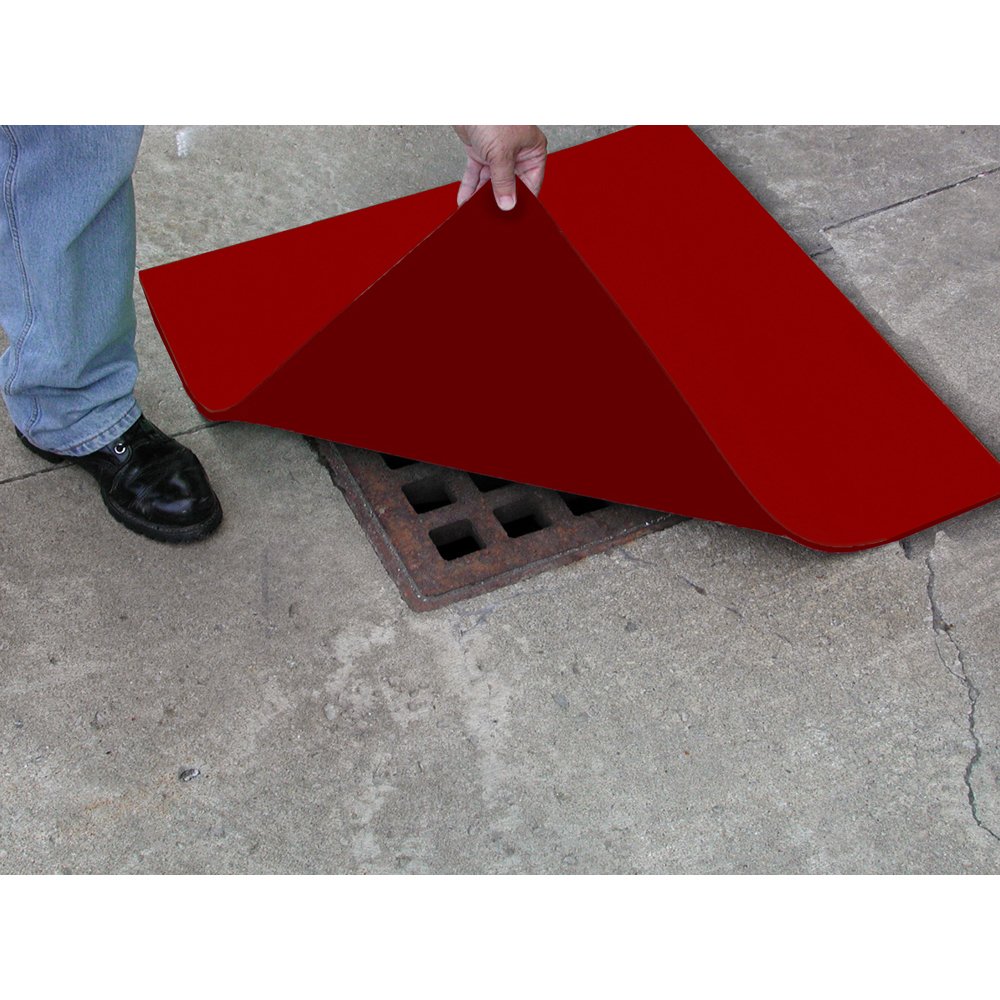 ENPAC Spill Protector Drain Cover, Red, Durable Urethane Construction, Easy-to-use, Completely Seals Drain, Chemically Resistant (Square 18