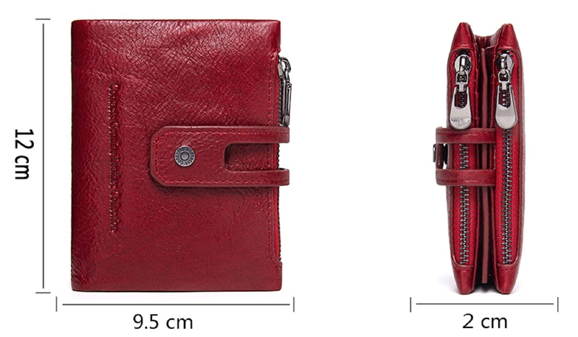 Contacts Men's Genuine Leather Wallet | RFID Blocking Wallet for Men| 14 Card Slots, 1 ID Window | 2 Zipper Compartments, Button Closure (Red)…… 3