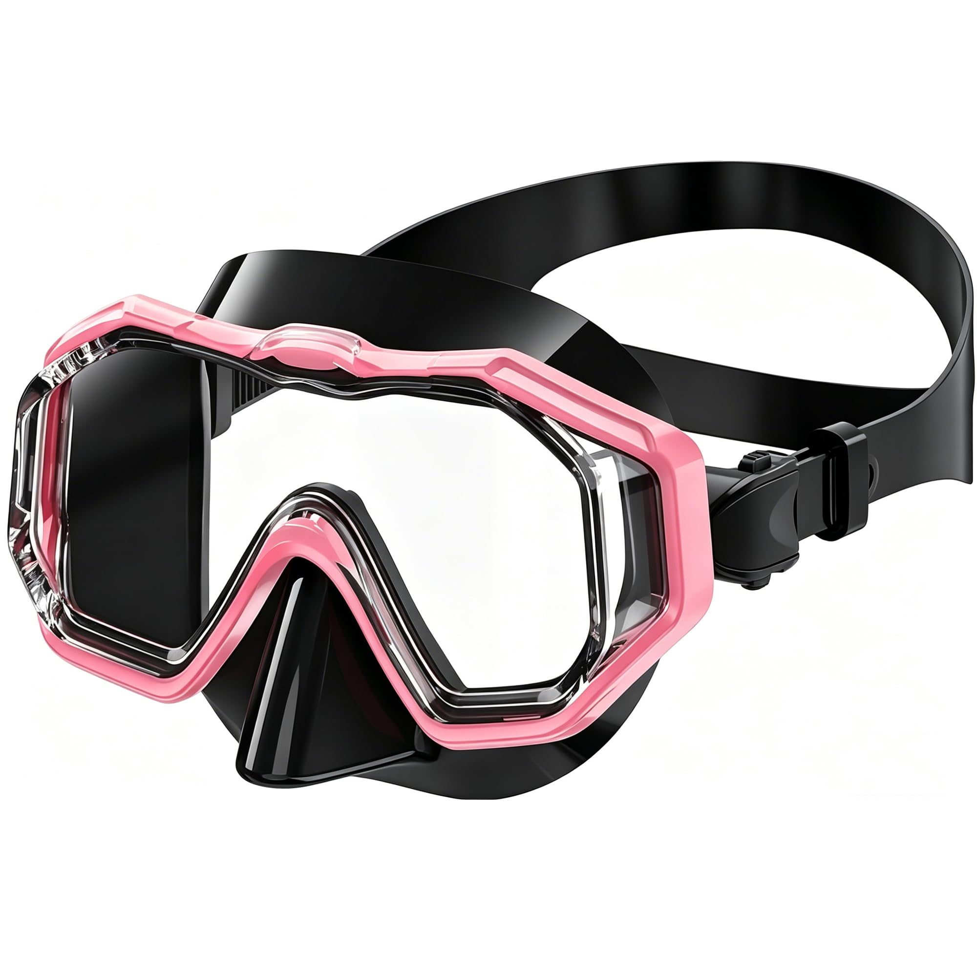 Kinder-Schwimmbrille, Schnorchelmaske, neueste 3-Fenster-Gläser, breite Sicht, kristallklar, weiche Nasenabdeckung