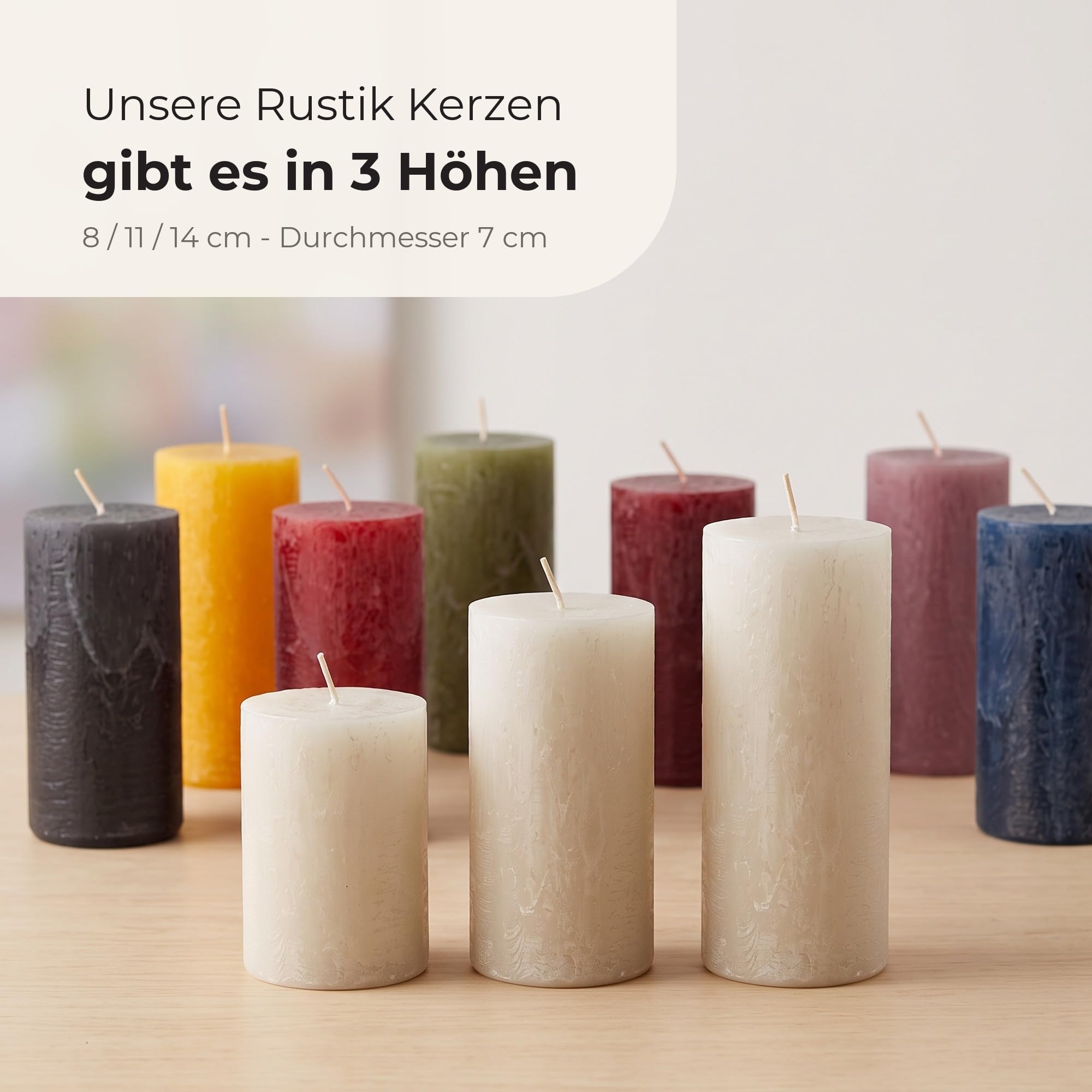 Safe Candle - Candele a colonna Rustic, 140/70 mm, colore bianco