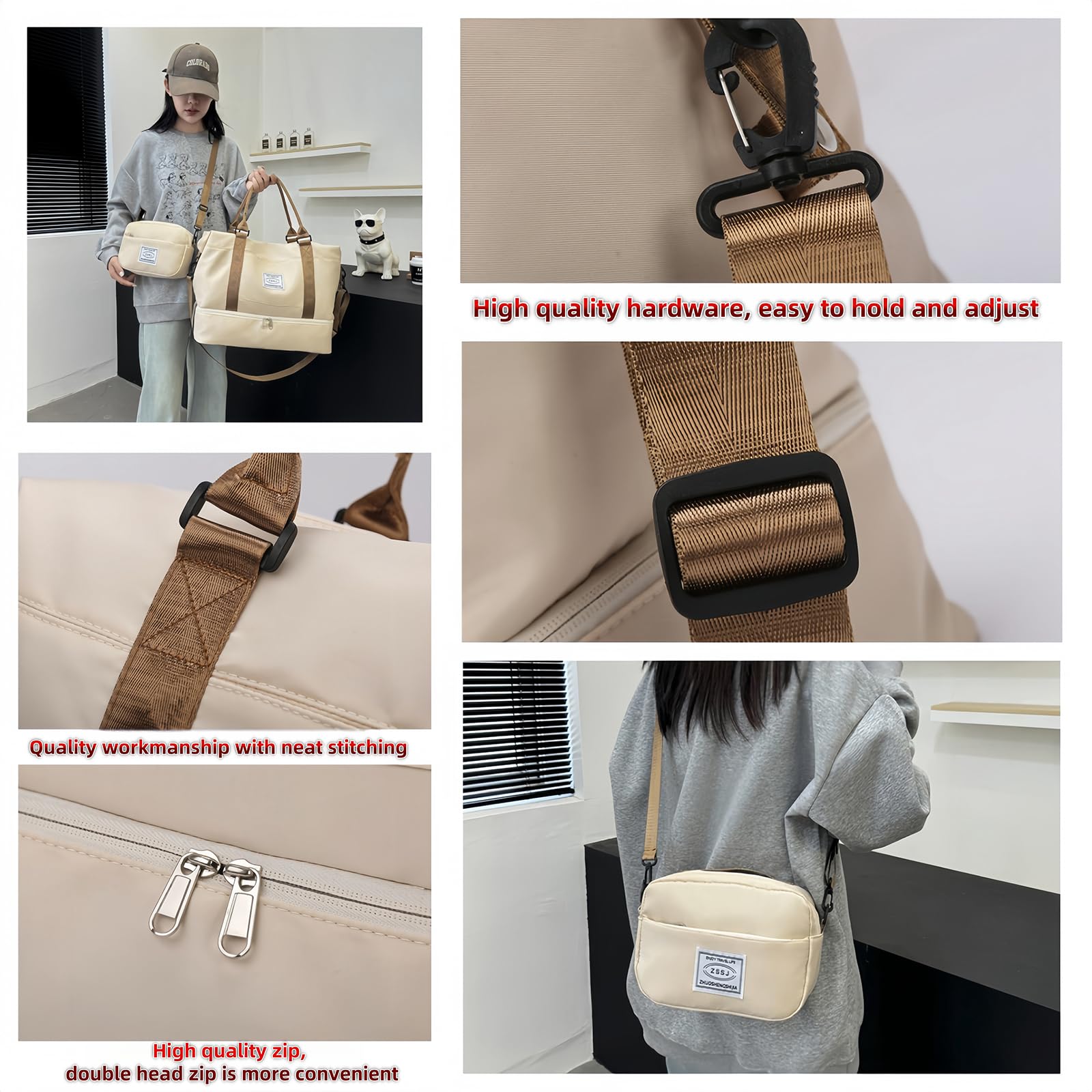 Sporttasche Damen Reisetasche 55L mit Schuhfach & Nassfach Groß Gym Bag Faltbar Schwimmtasche Wasserdicht Trainingstasche Leicht Duffel Bag für Sport Fitness Reisen (Lila)