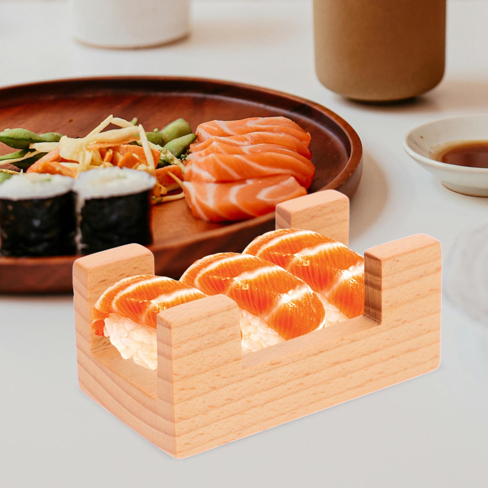 Zerodeko 5 Pièces Support à Sushi Présentoir Réutilisable pour Sushi et Sashimi Design Élégant avec Fentes pour pour Restaurants et Dîners Pratique pour Amis