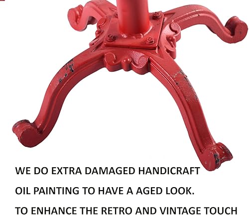 Miniatura 7 de Diwhy Asiento de tractor industrial rústico de granja, taburete de bar ajustable, silla de bar industrial (rojo envejecido, hierro fundido)