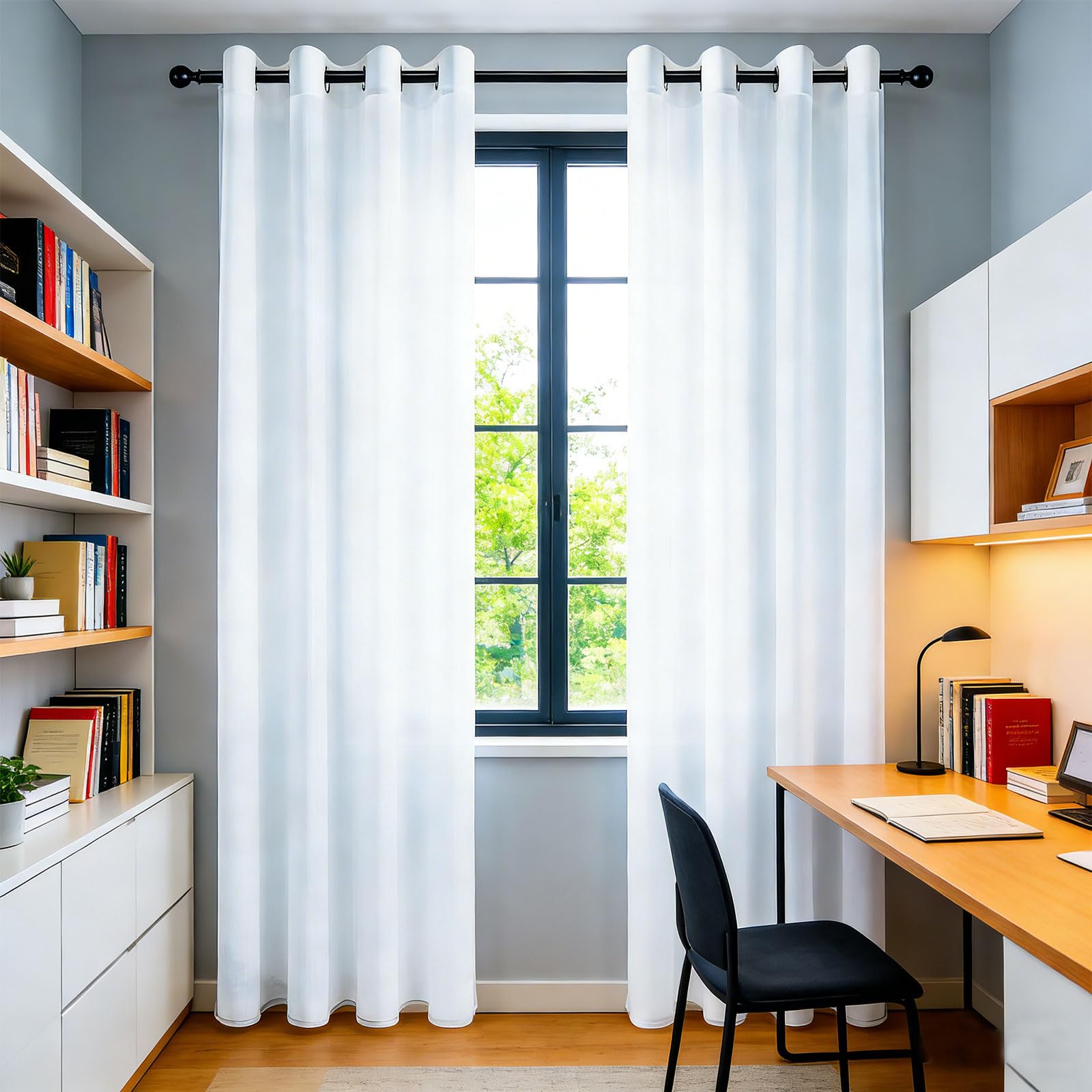 GUOJUN Gardinen Vorhänge mit Ösen 150 x 265 cm Weihnachten Dekoration, mit Ösen Gardinen Kurz Vorhang für Wohnzimmer Schlafzimmer, Weiß