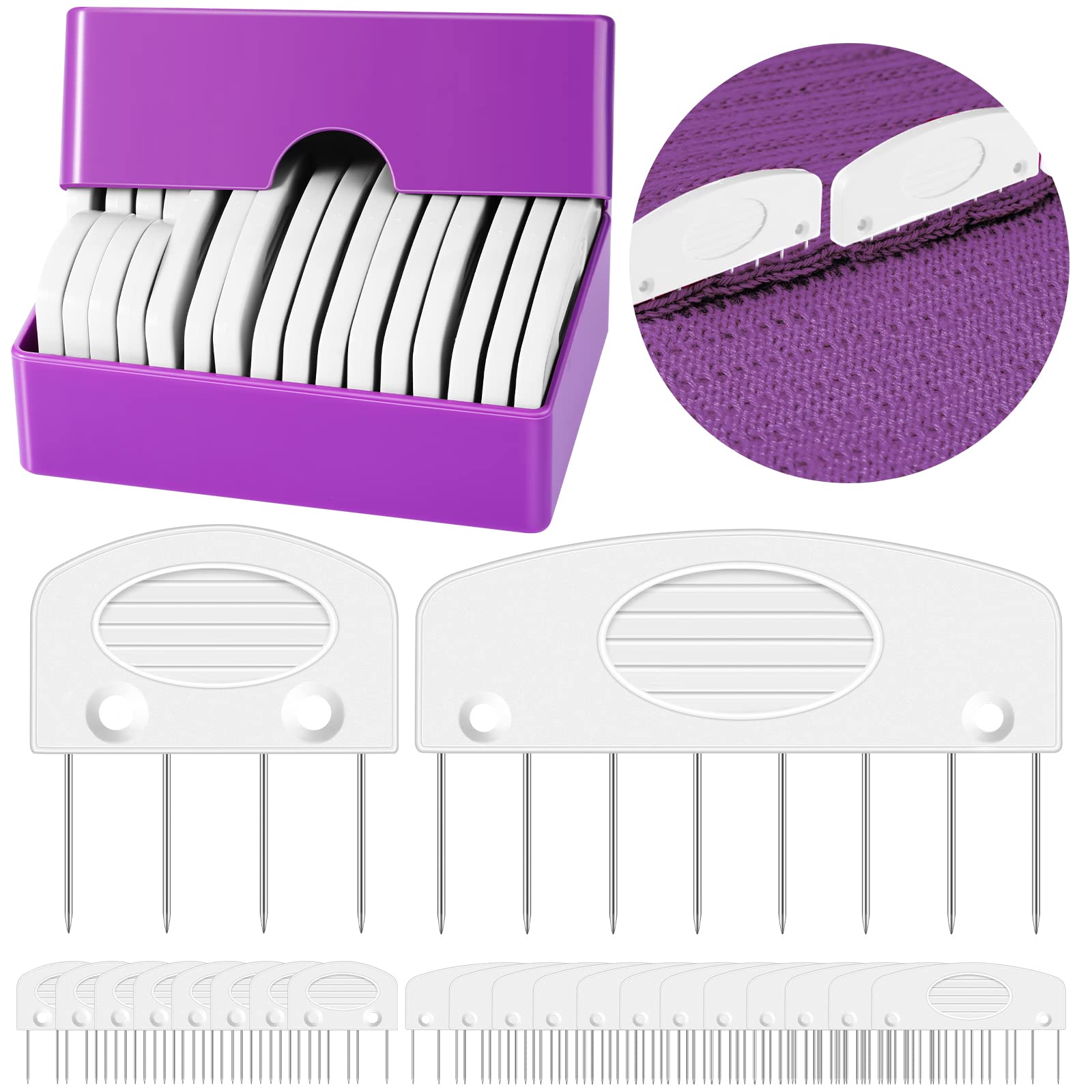 Jexine 20 Pcs Knit Blocking Combs for Blocking Knitting Knit Blocking Pins Knit Pins Kit Knitting Tools Knitter Crochet Sewing Mat Lace or Needlework Projects Tool Device, 2 Sizes