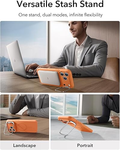 Vista 414 de ESR - Funda para iPhone 15 compatible con MagSafe, funda protectora de grado militar con soporte integrado, cubierta trasera resistente a